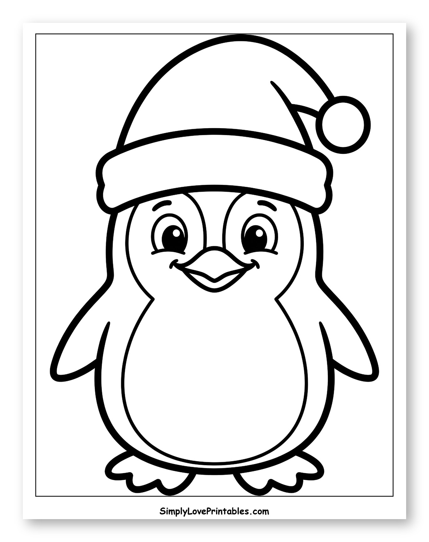 Adorable Holiday Penguin Wearing a Santa Hat