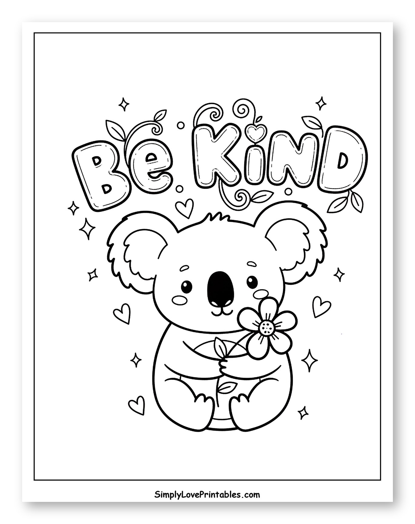 Adorable Koala Holding a Flower Be Kind