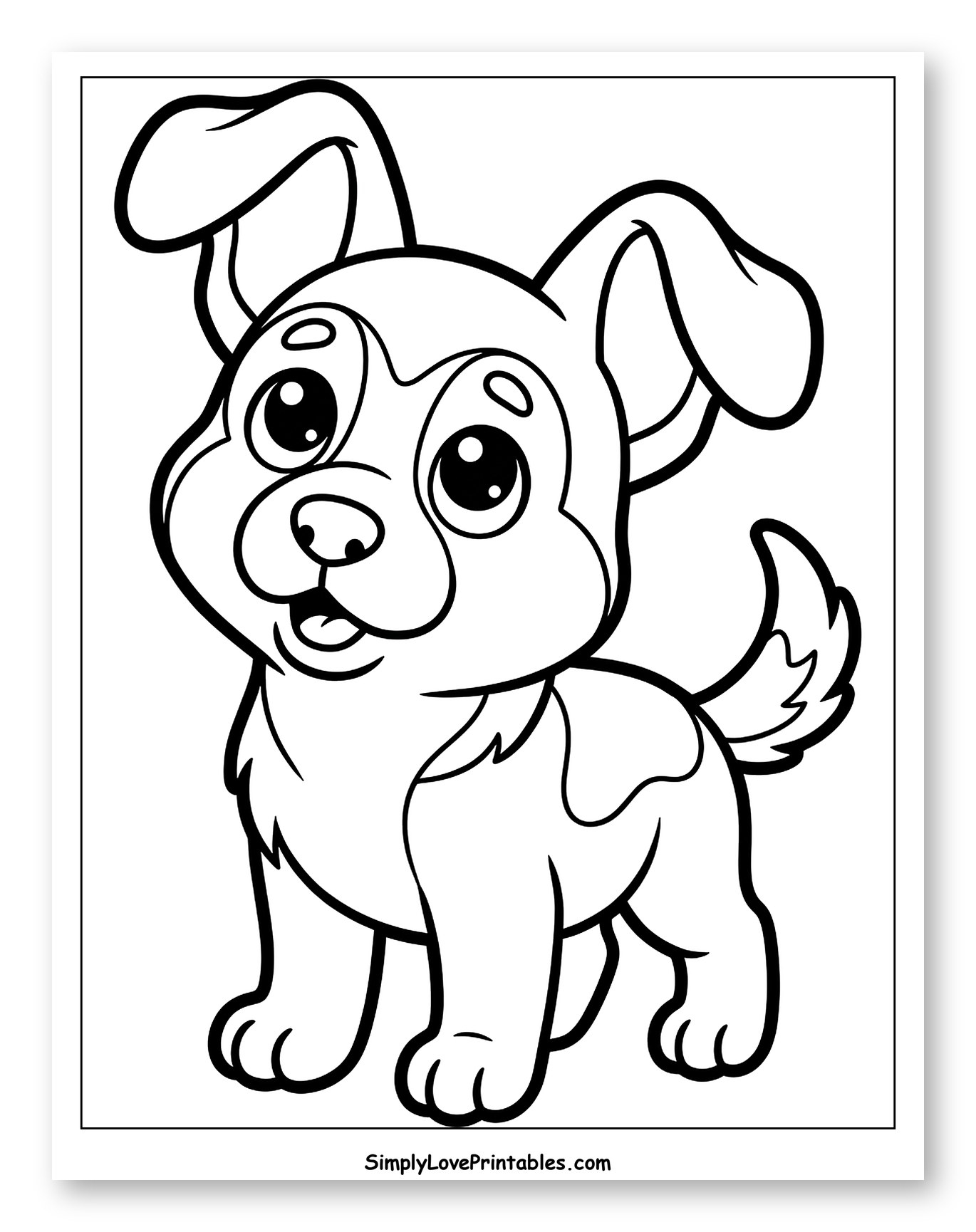 Adorable Little Puppy with Floppy Ears Coloring Sheet for Toddlers