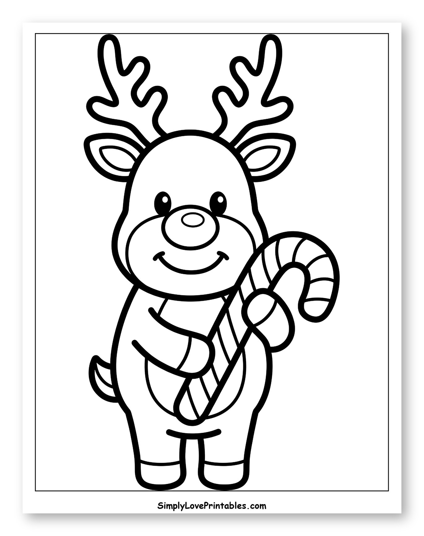 Adorable Little Reindeer Holding a Candy Cane