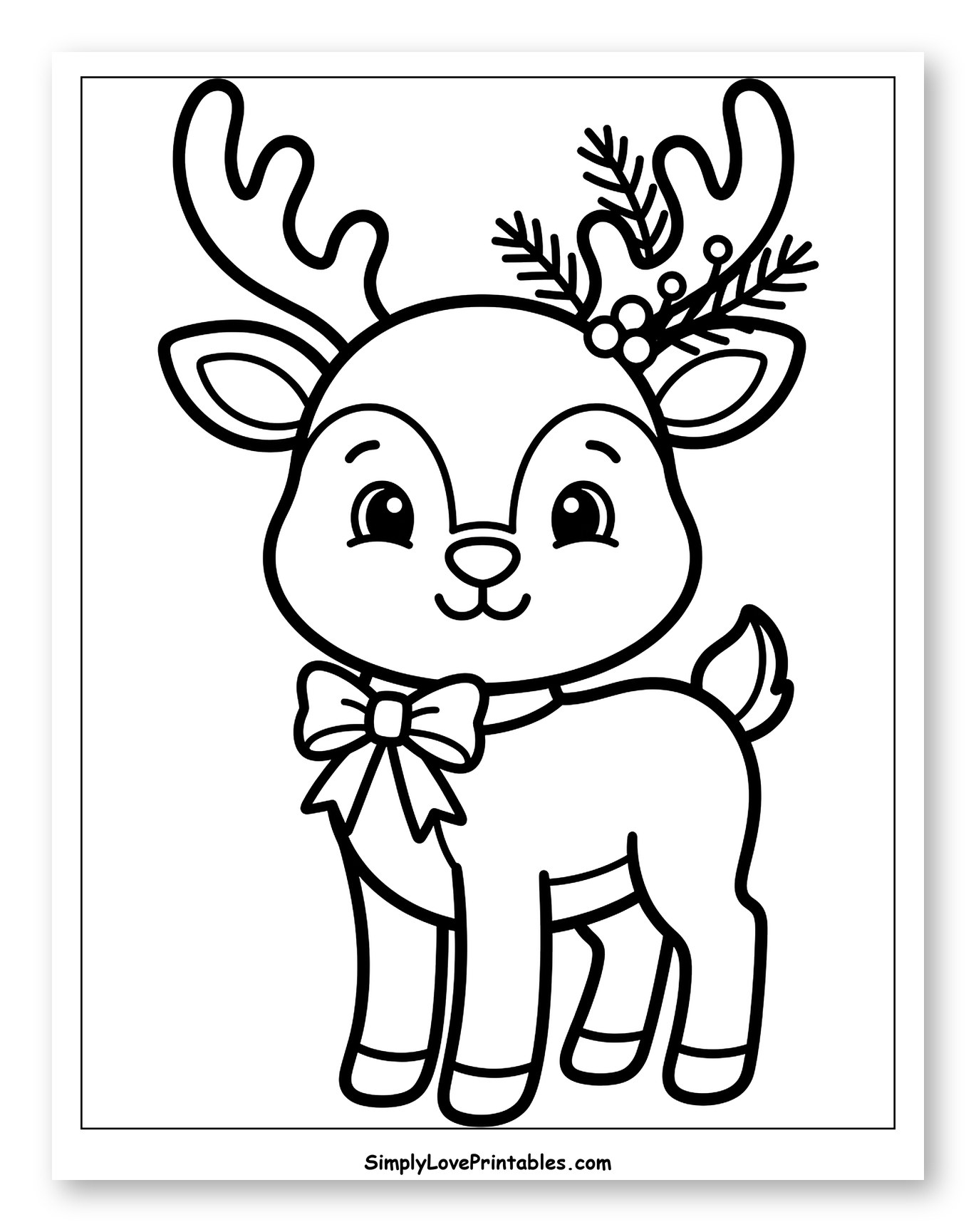 Adorable Little Reindeer Wearing a Festive Bow