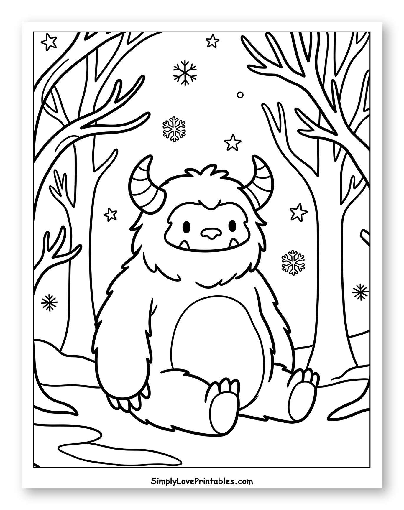 Adorable Monster in a Snowy Forest