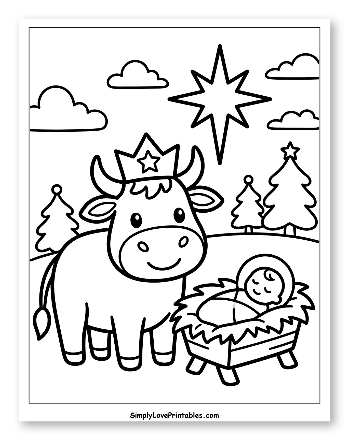 Adorable Nativity Scene with Cow and Baby