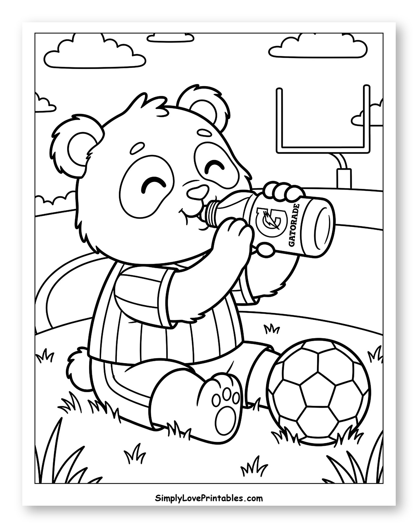 Adorable Panda Sipping Gatorade after Soccer
