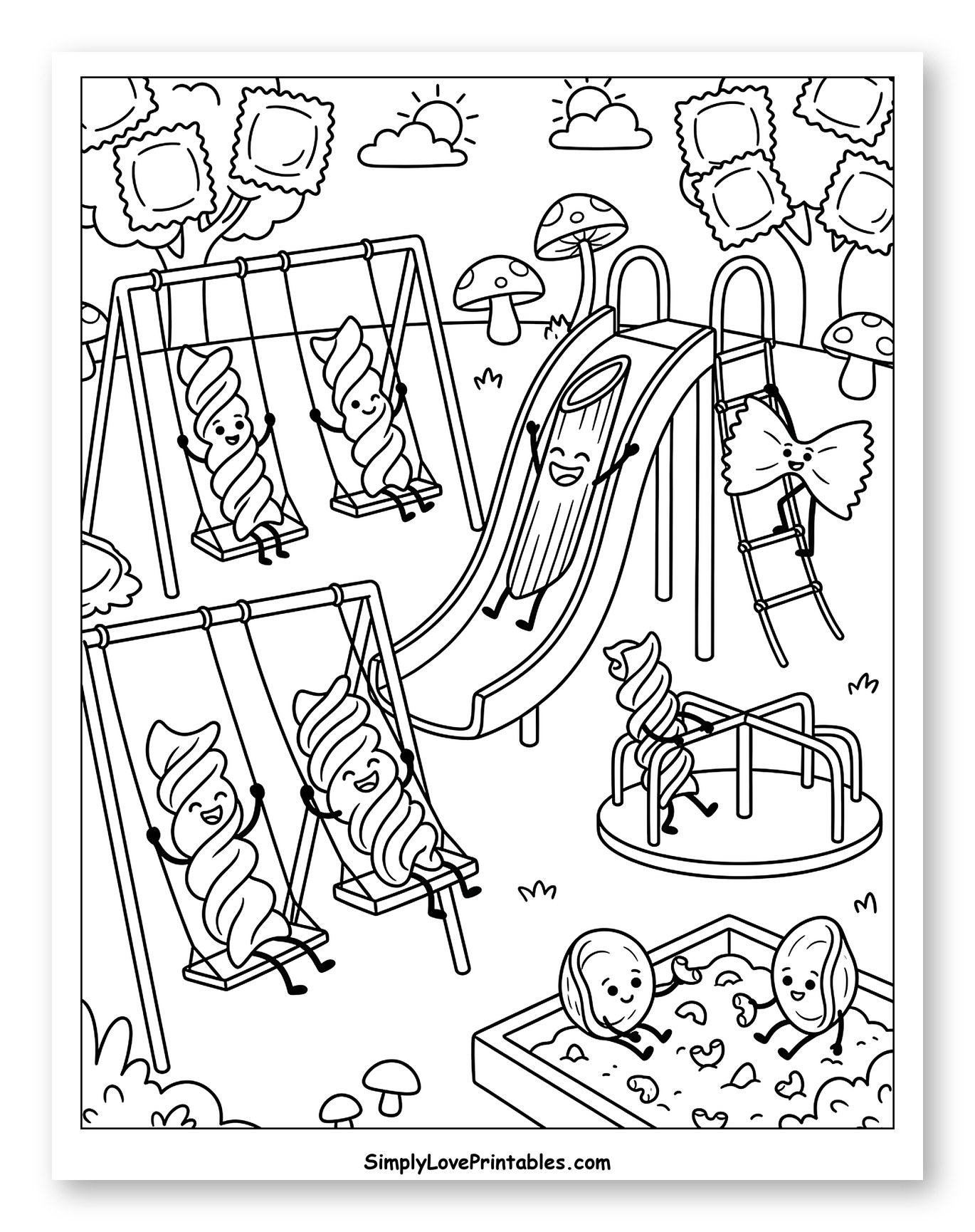 Adorable Pasta Characters at the Playground