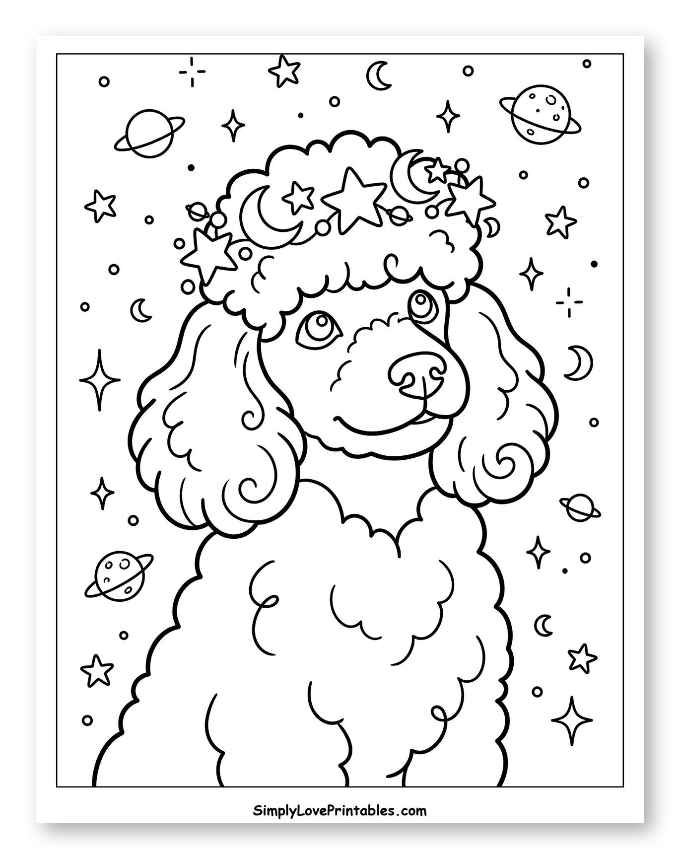 Adorable Poodle Wearing a Starry Crown