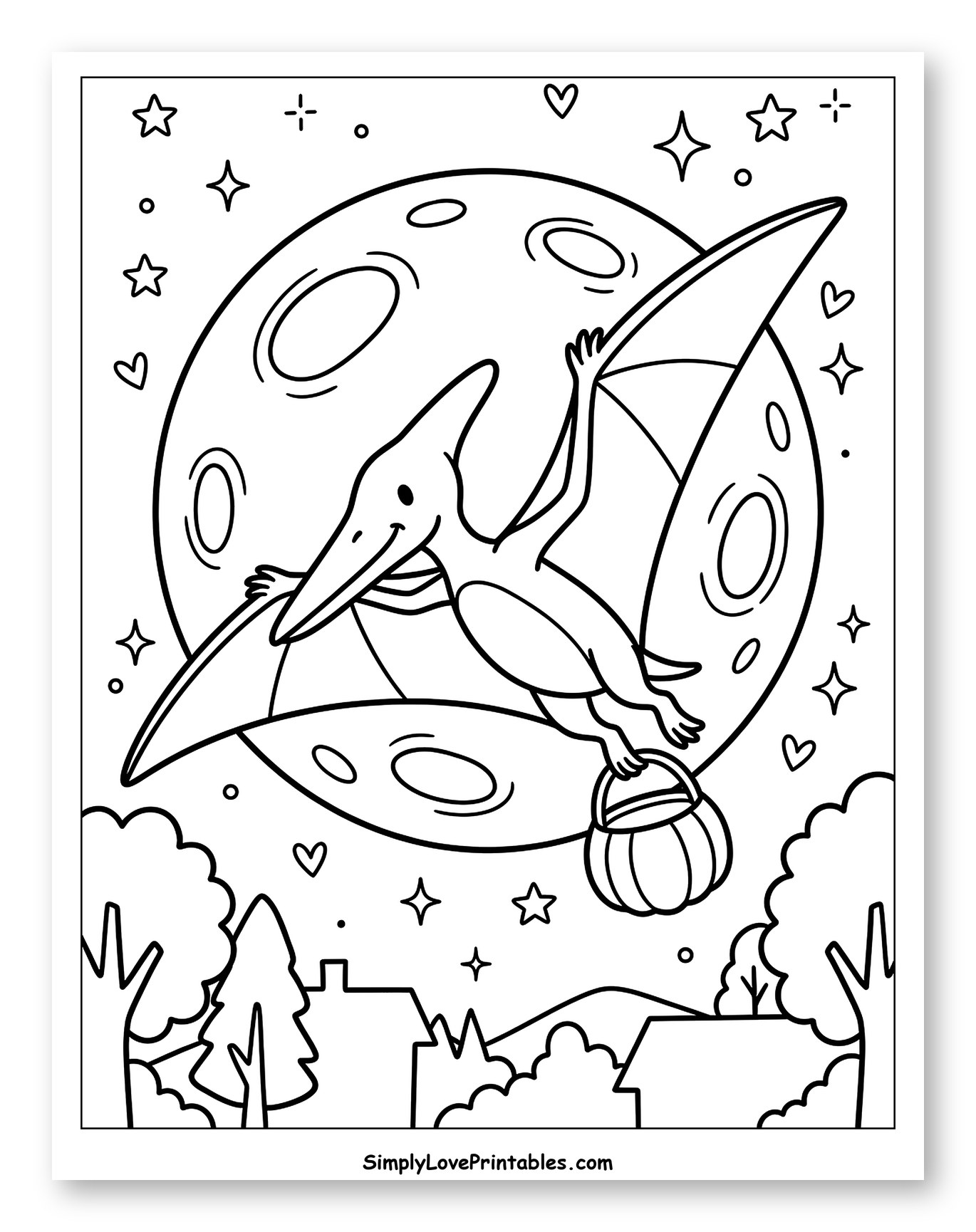 Adorable Pterodactyl Trick-or-Treating by Moonlight