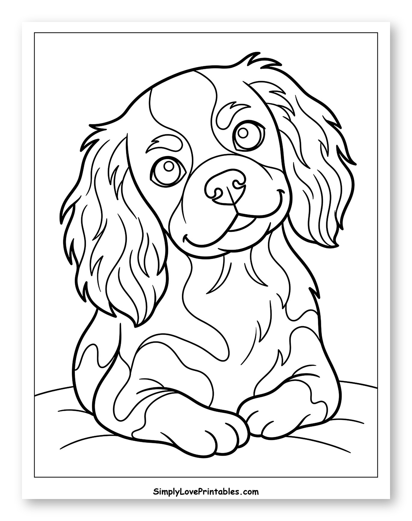Adorable Puppy Dog Resting Comfortably to Color for Toddlers