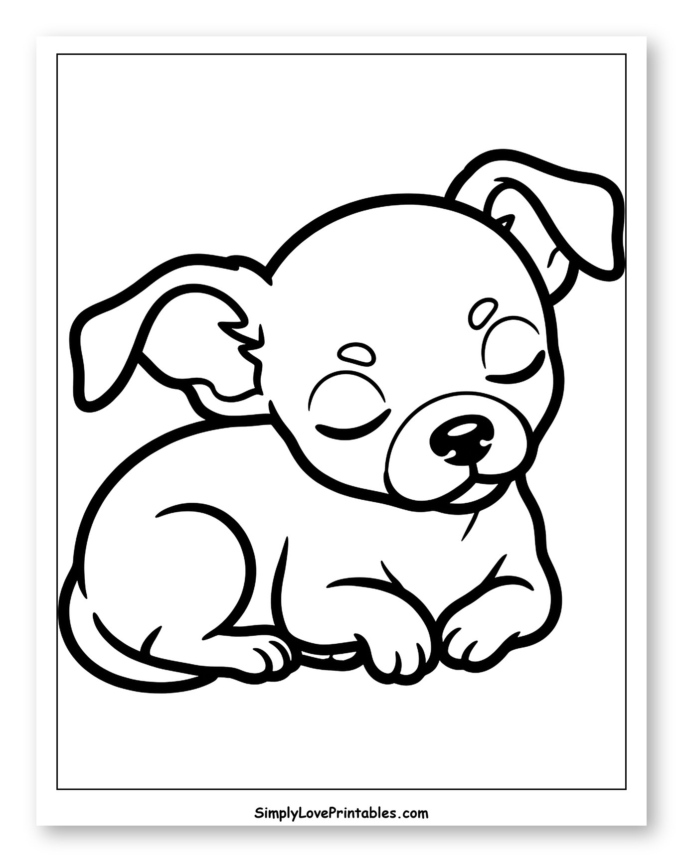 Adorable Puppy Napping Peacefully Coloring Page for Toddlers