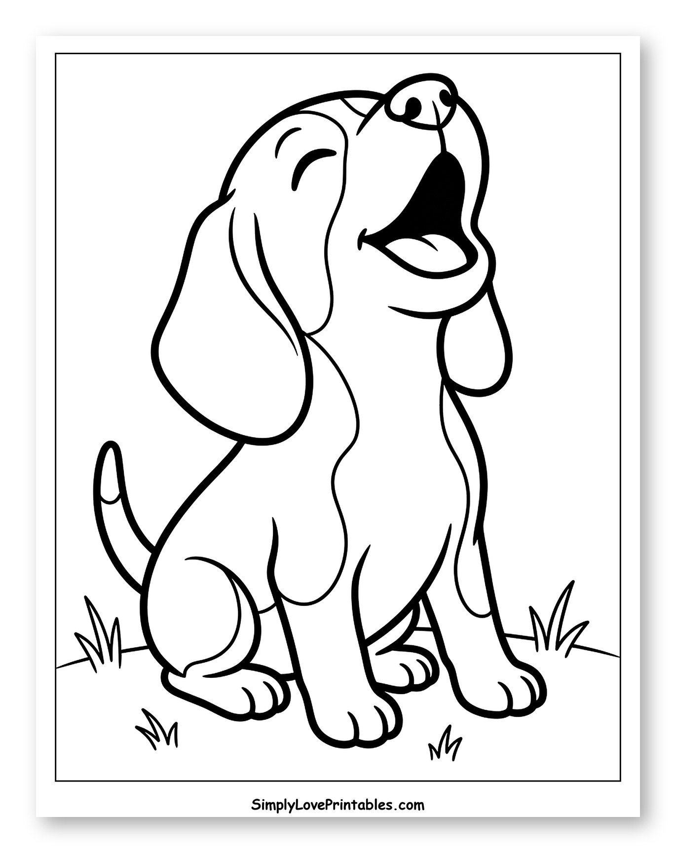 Adorable Puppy Sitting and Howling Up to Color for Toddlers