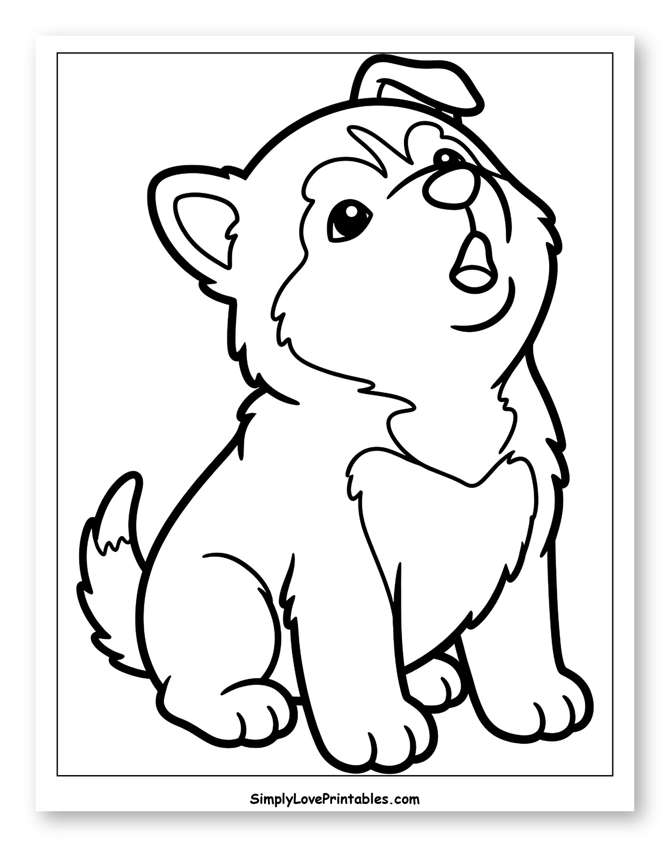 Adorable Puppy Sitting and Looking Up to Color for Toddlers
