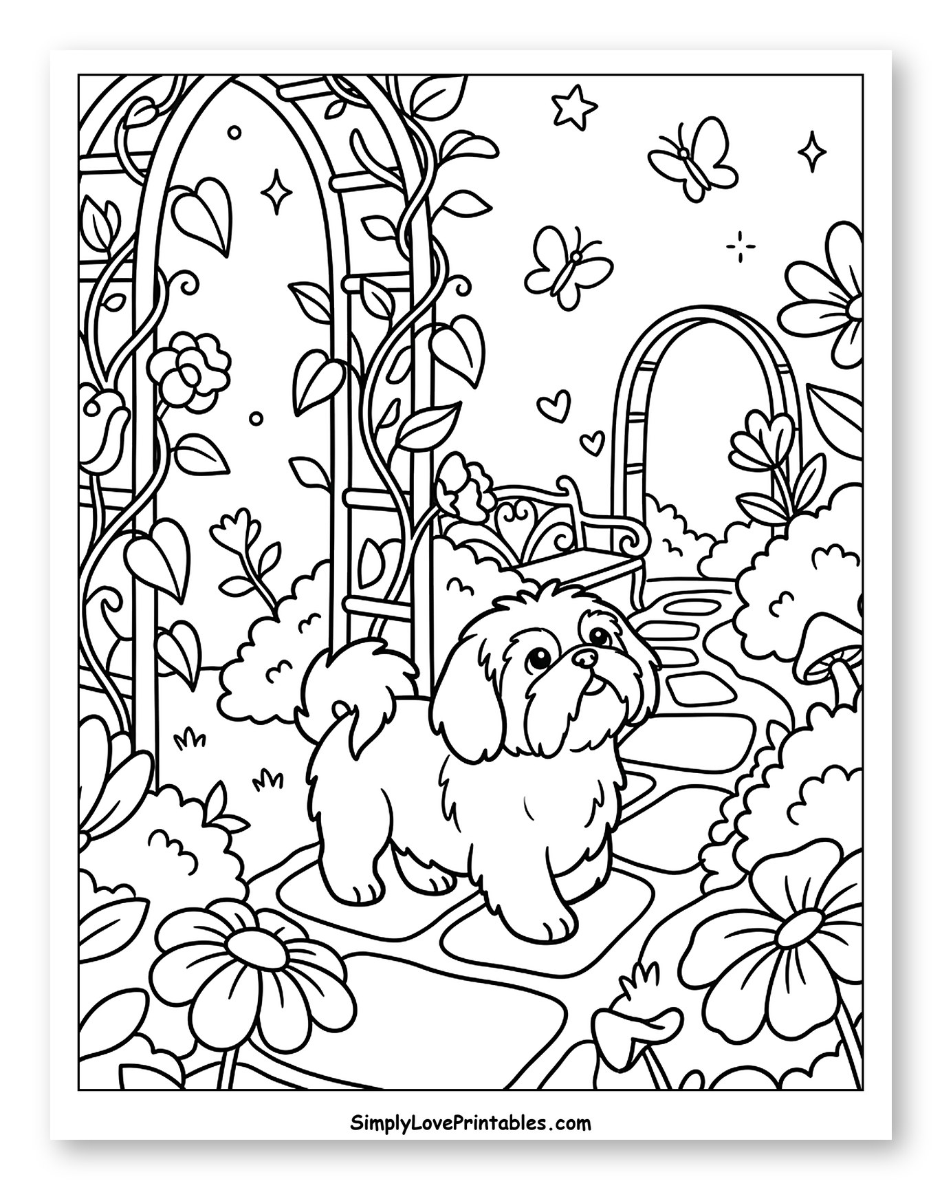Adorable Shih Tzu in a Blooming Garden