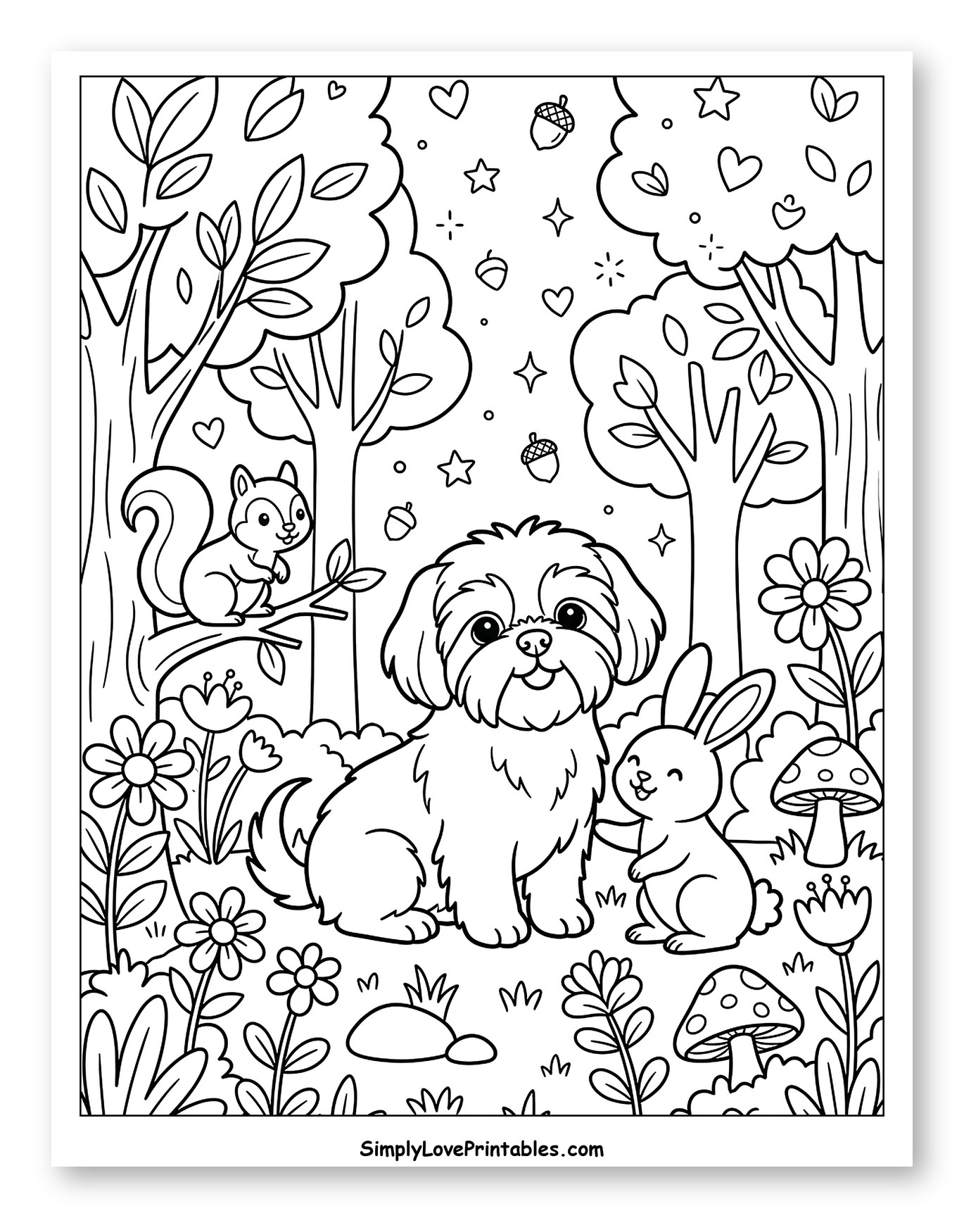 Adorable Shih Tzu with Rabbit and Squirrel