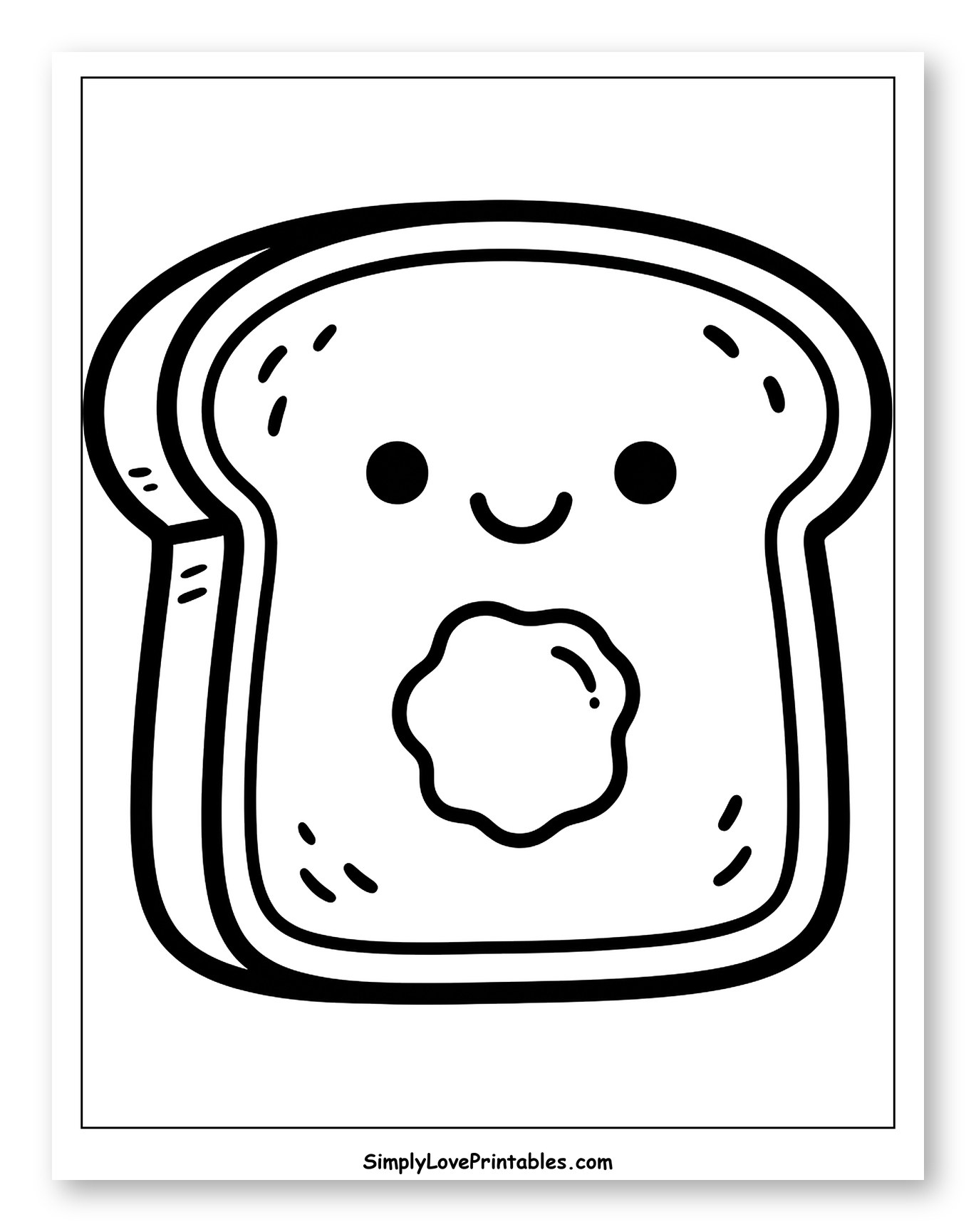 Adorable Slice of Bread with Butter Coloring Sheet for Toddlers