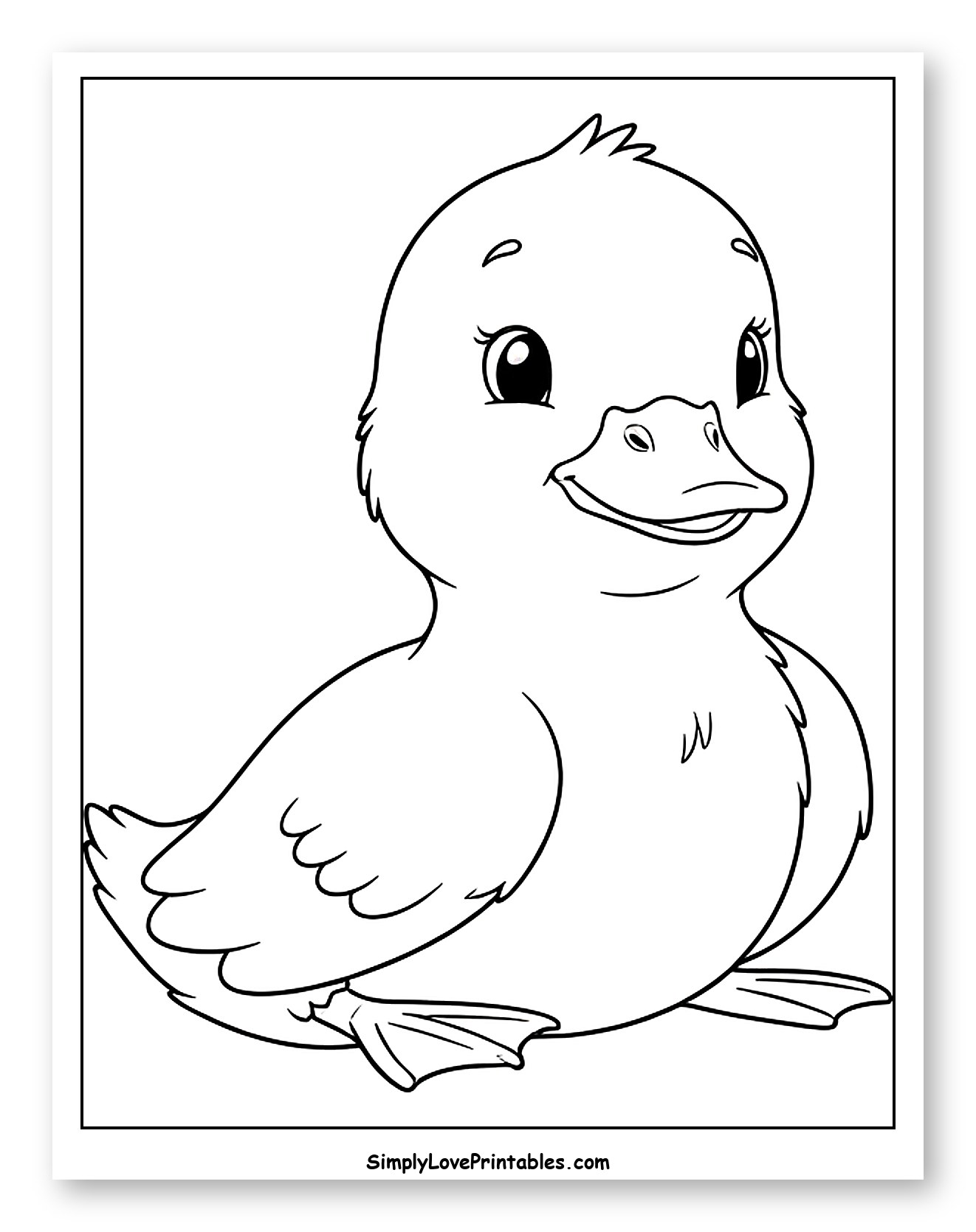 Adorable Smiling Duckling Sitting Down