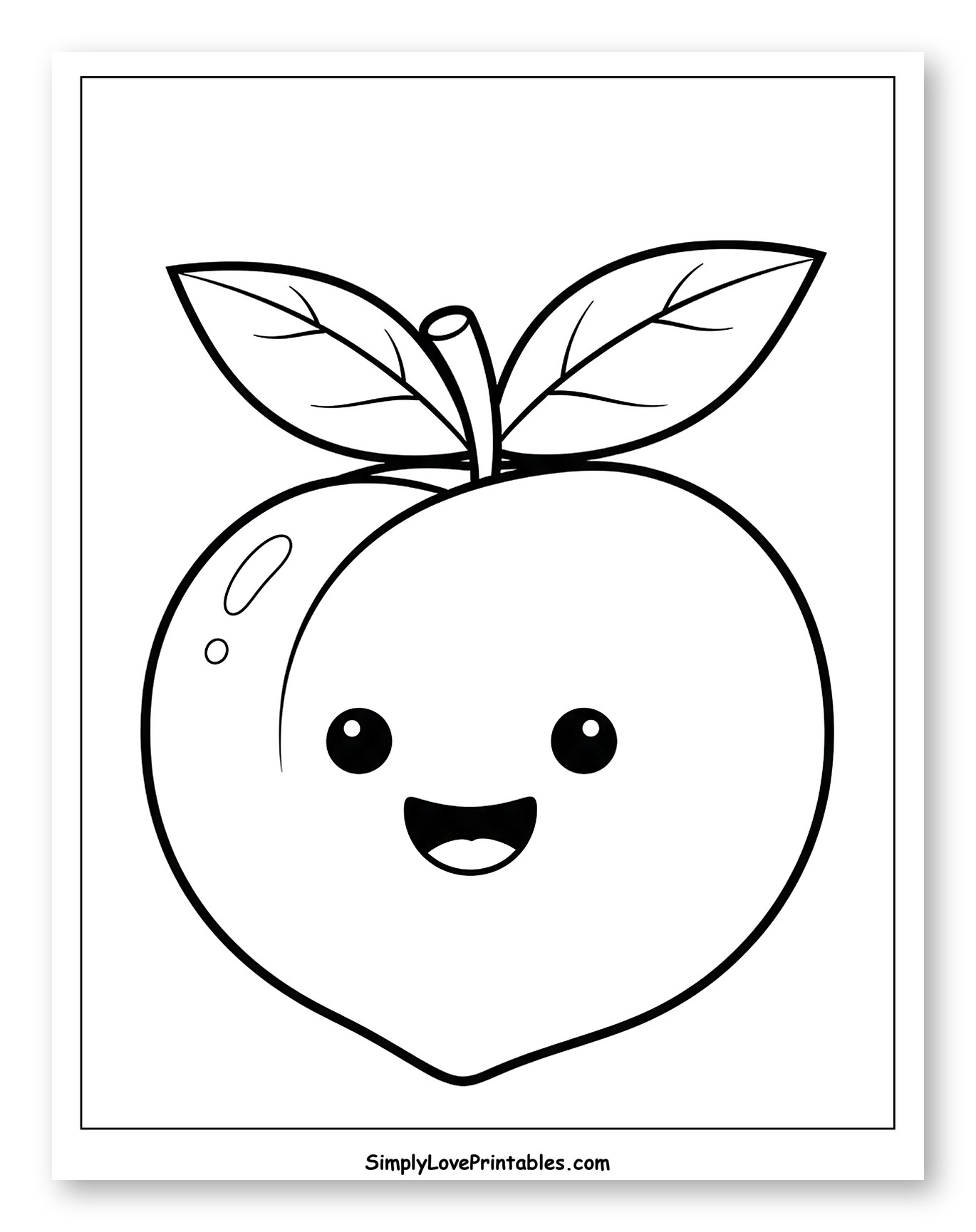 Adorable Smiling Peach Fruit Coloring Page for Toddlers
