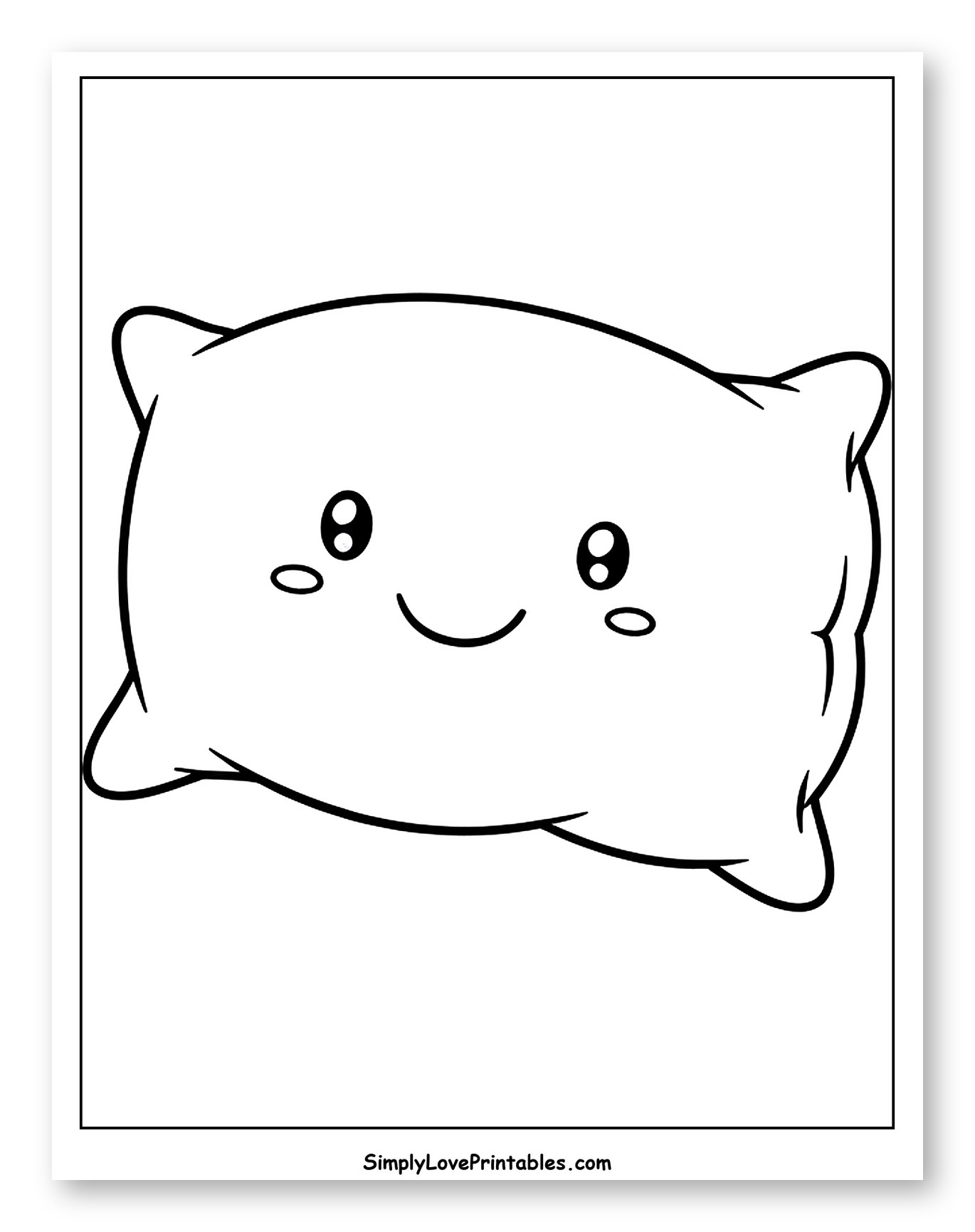 Adorable Smiling Pillow Character Outline Coloring Page for Toddlers