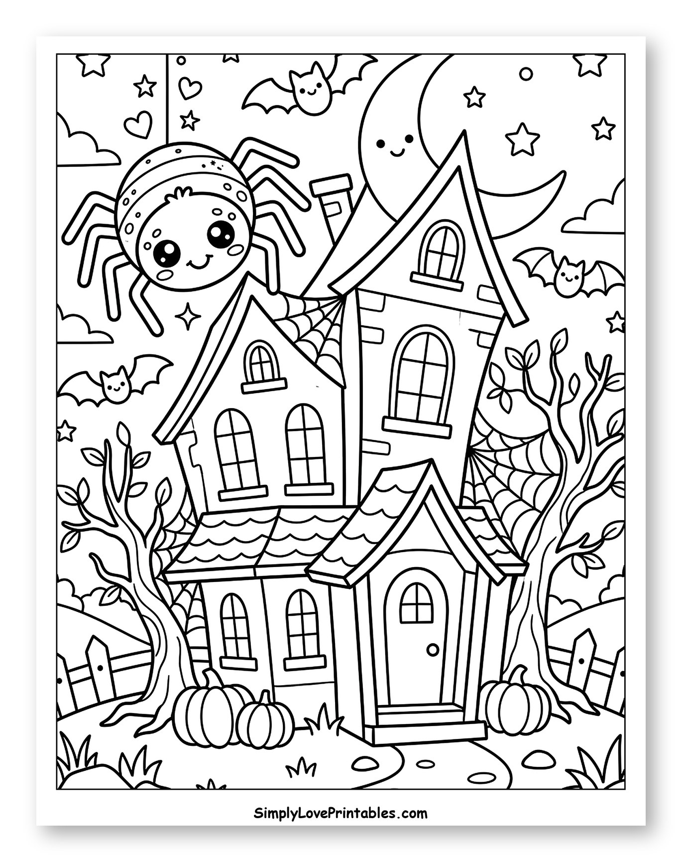 Adorable Spider with Bats at Haunted House