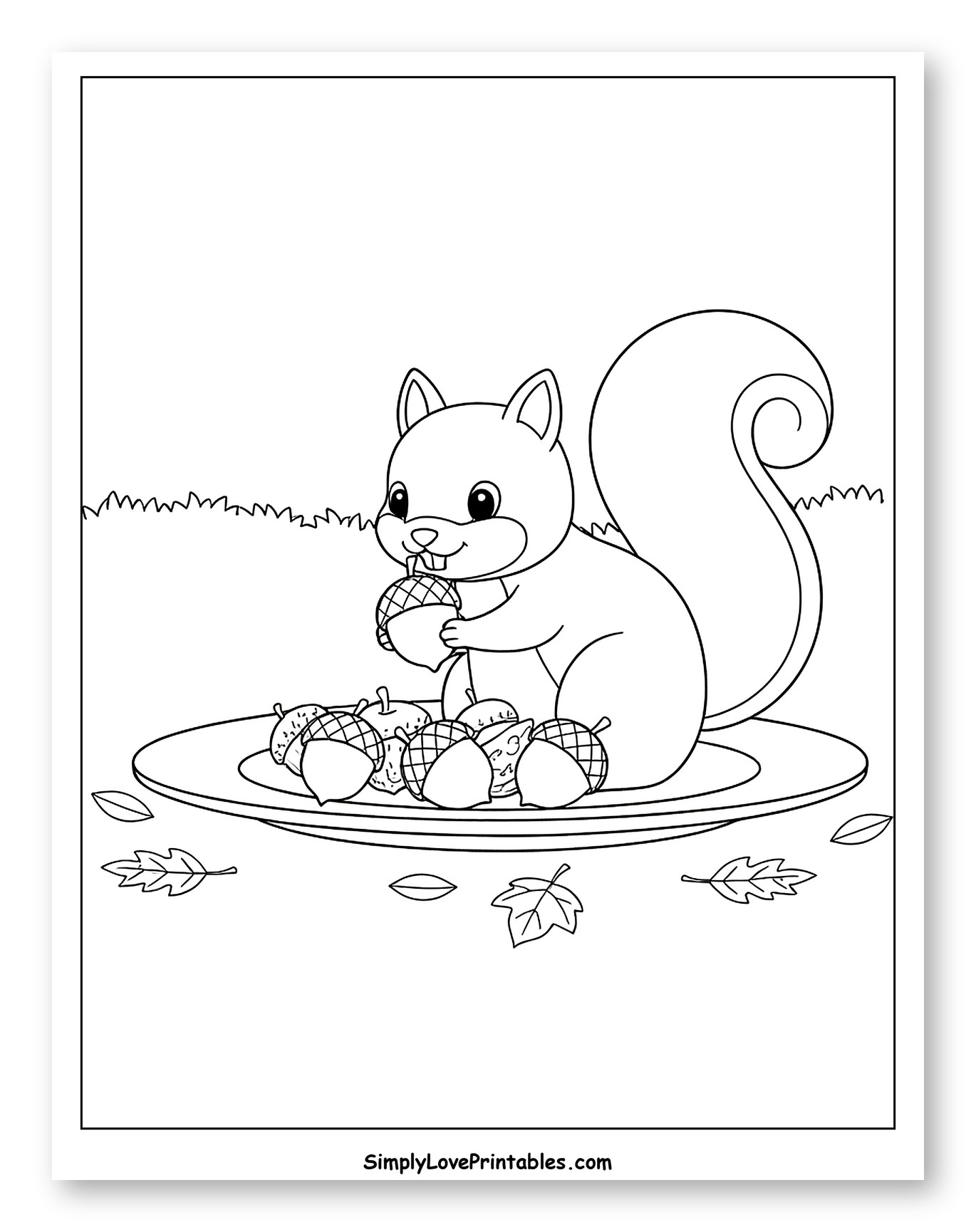 Adorable Squirrel Enjoying Acorns on a Plate