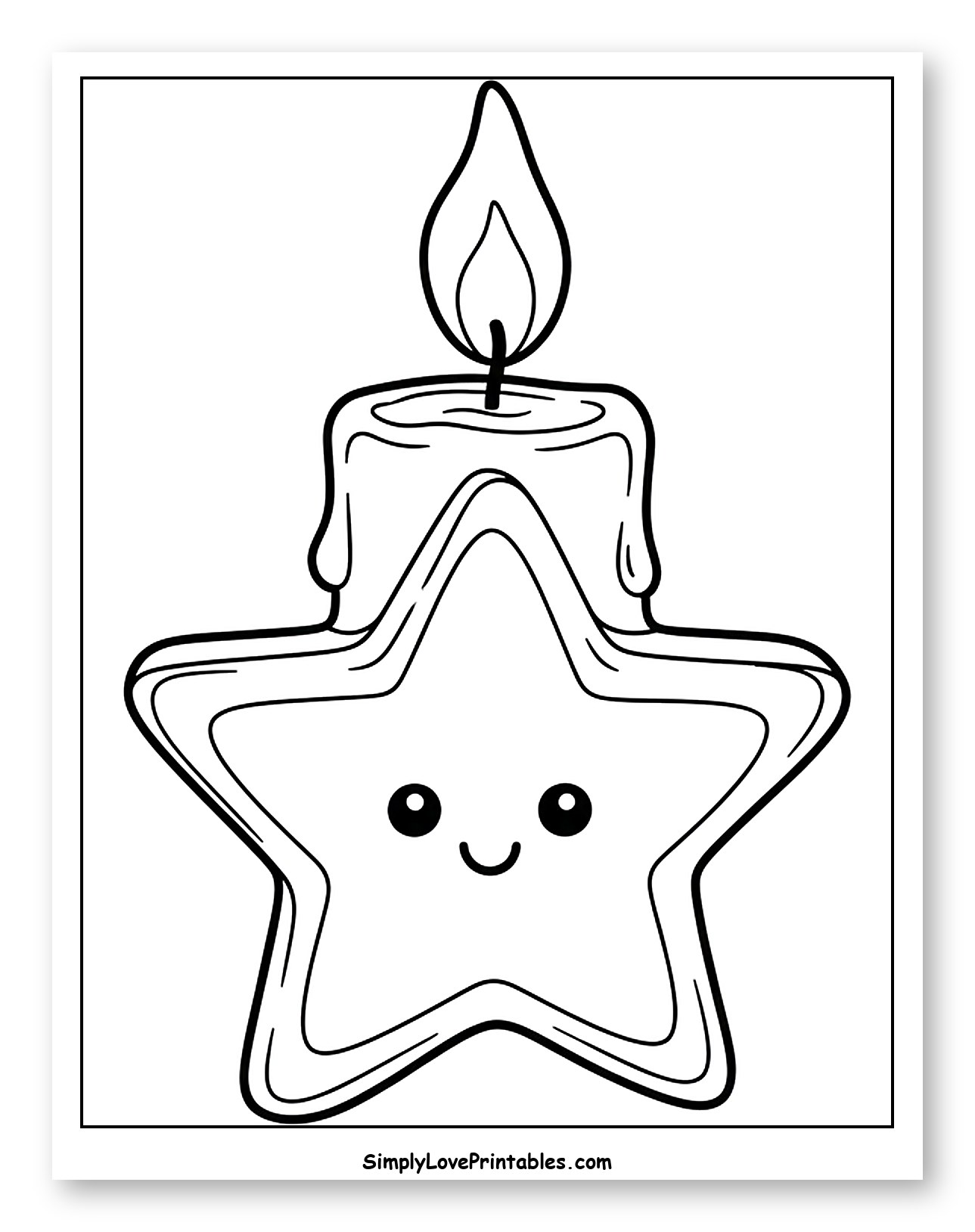 Adorable Star Candle with Dripping Wax Coloring Page for Toddlers