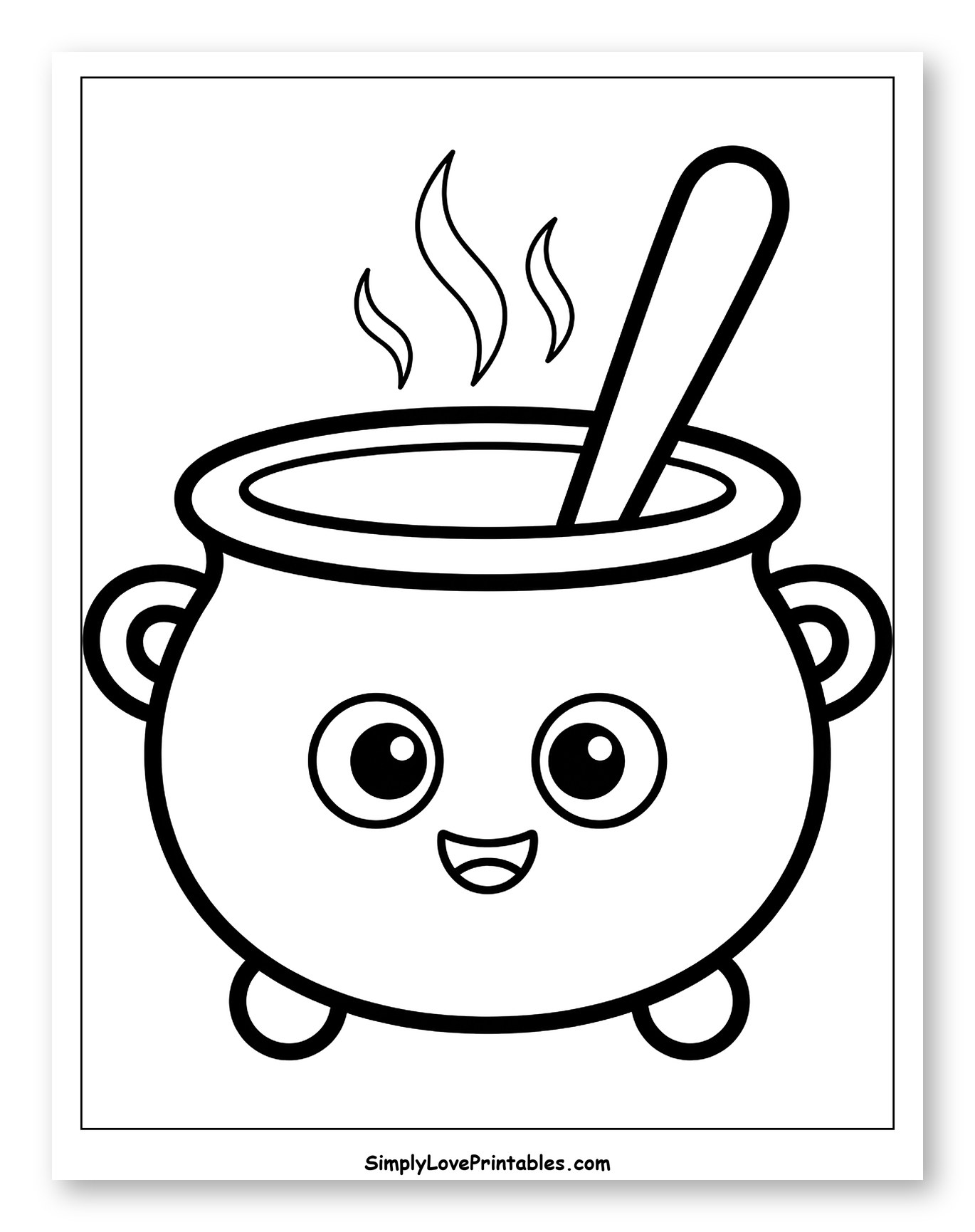 Adorable Steaming Cauldron with Spoon