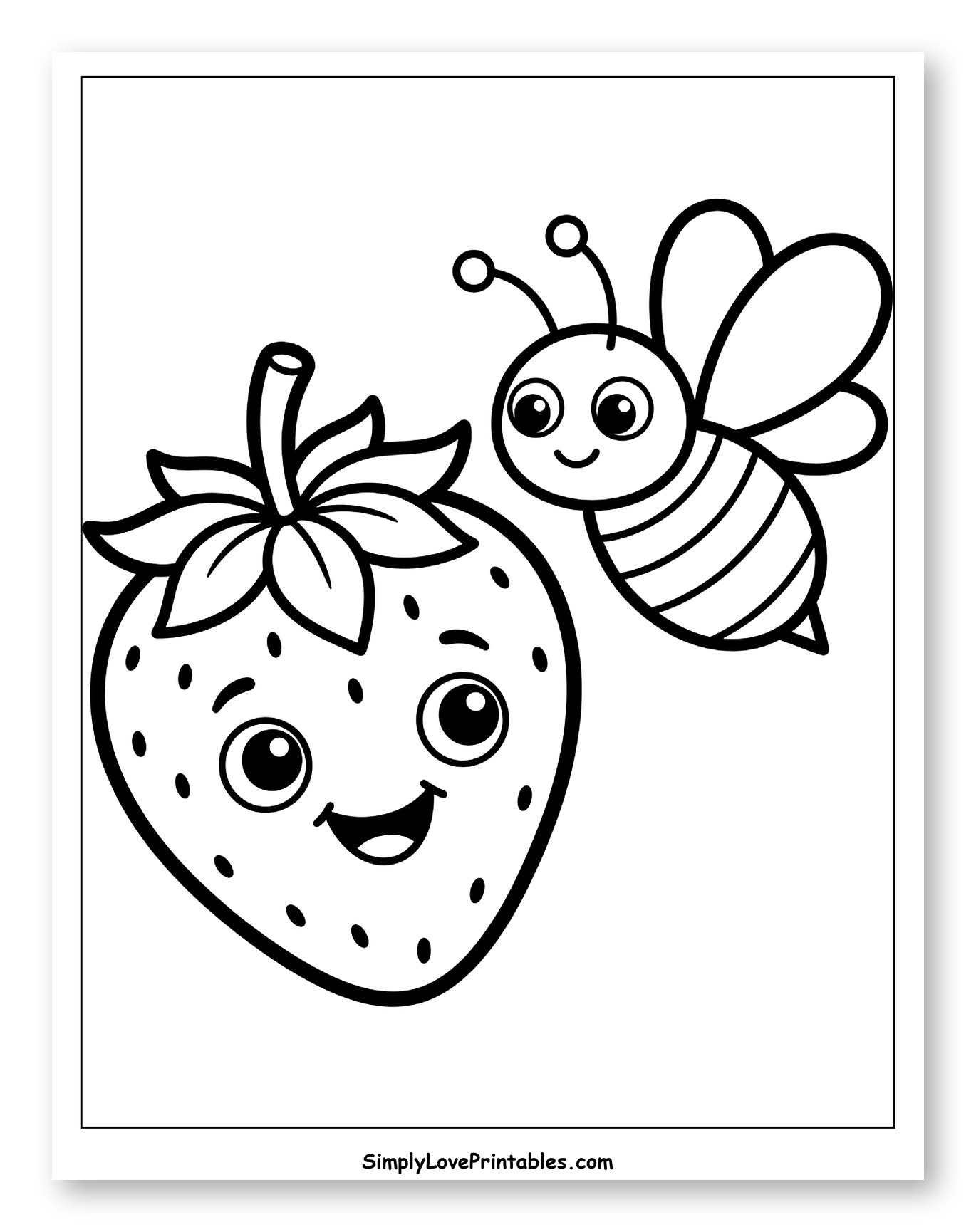 Adorable Strawberry and Happy Bee Friends