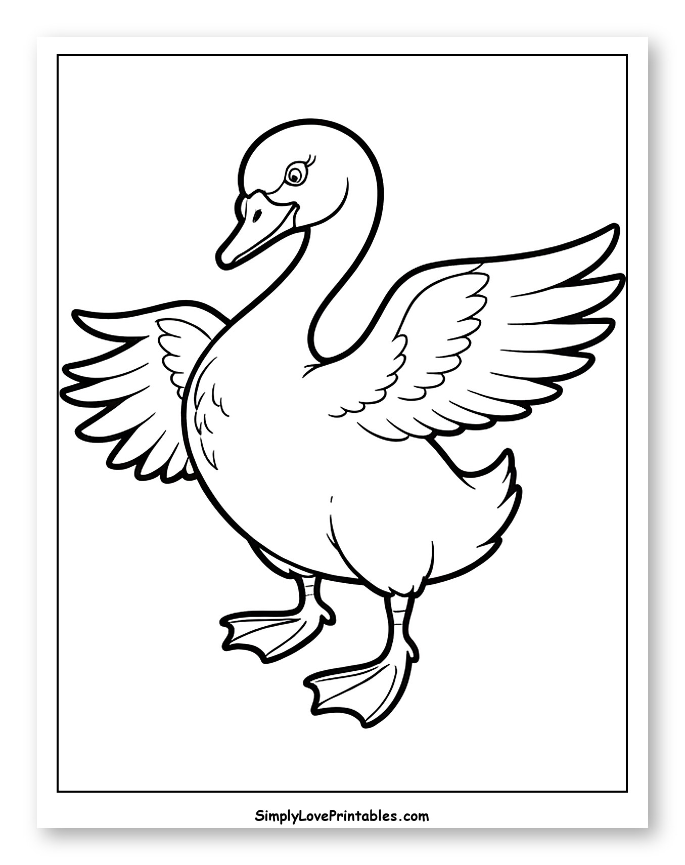Adorable Swan with Wings Extended