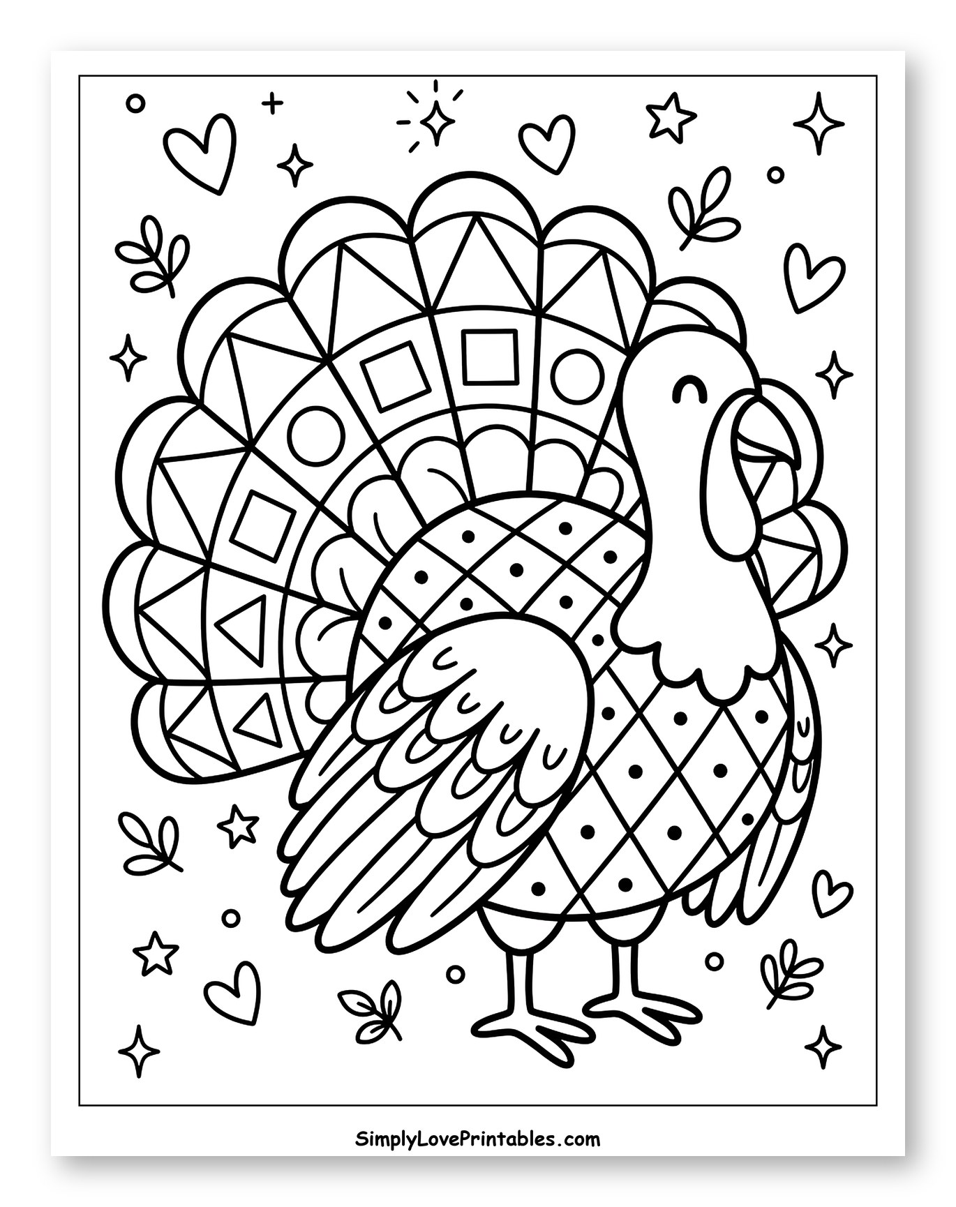 Adorable Turkey with Decorative Geometric Tail
