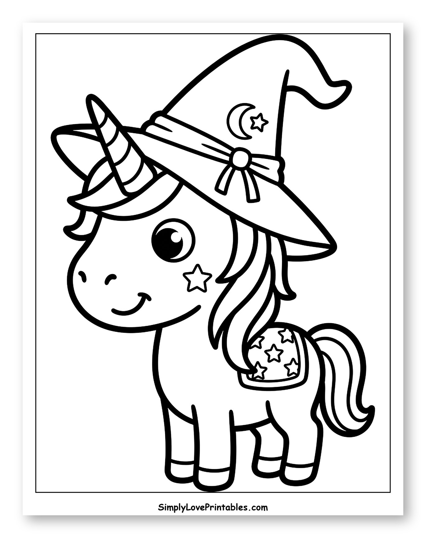 Adorable Unicorn in Witch's Hat