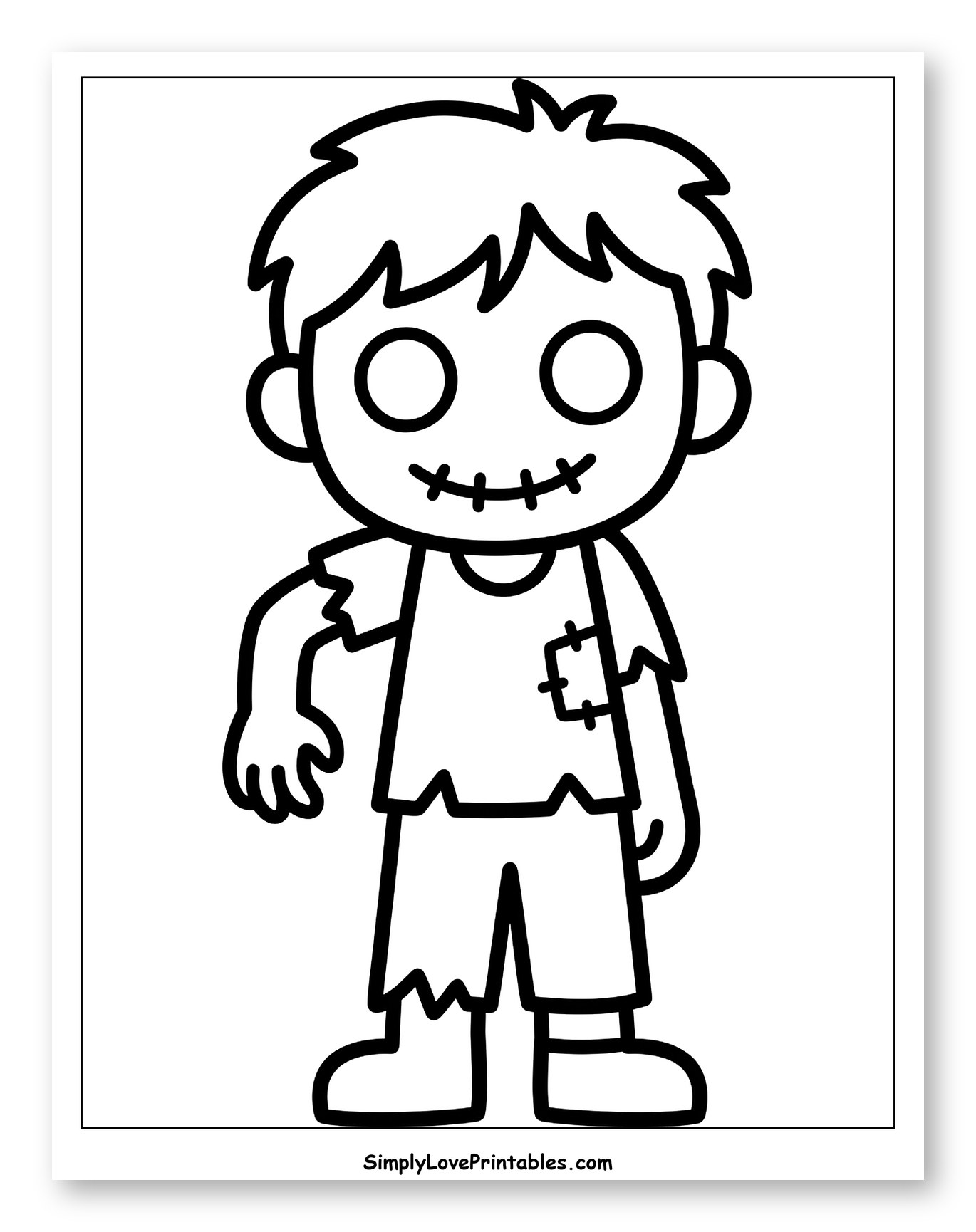 Adorable Zombie Boy with Stitched Mouth