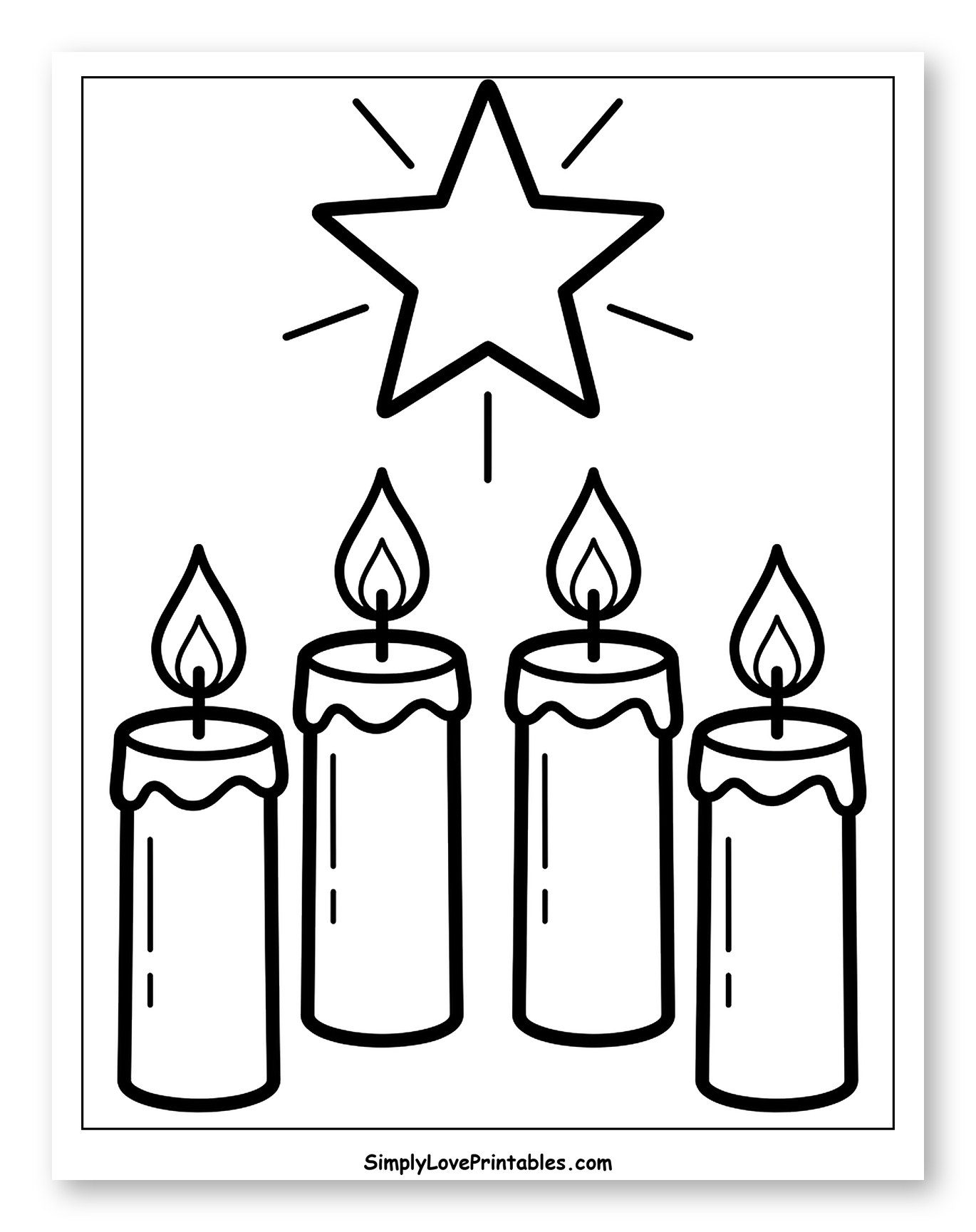 Advent Star and Four Burning Candles