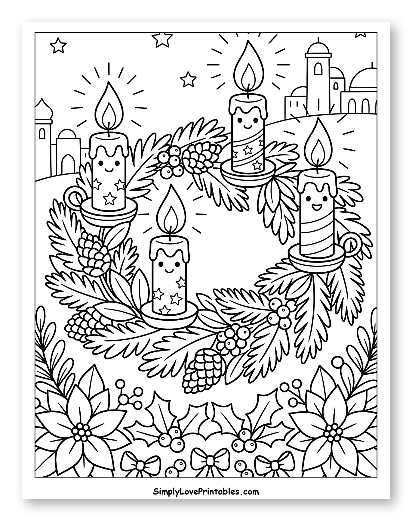 Advent Wreath with Four Kawaii Candles