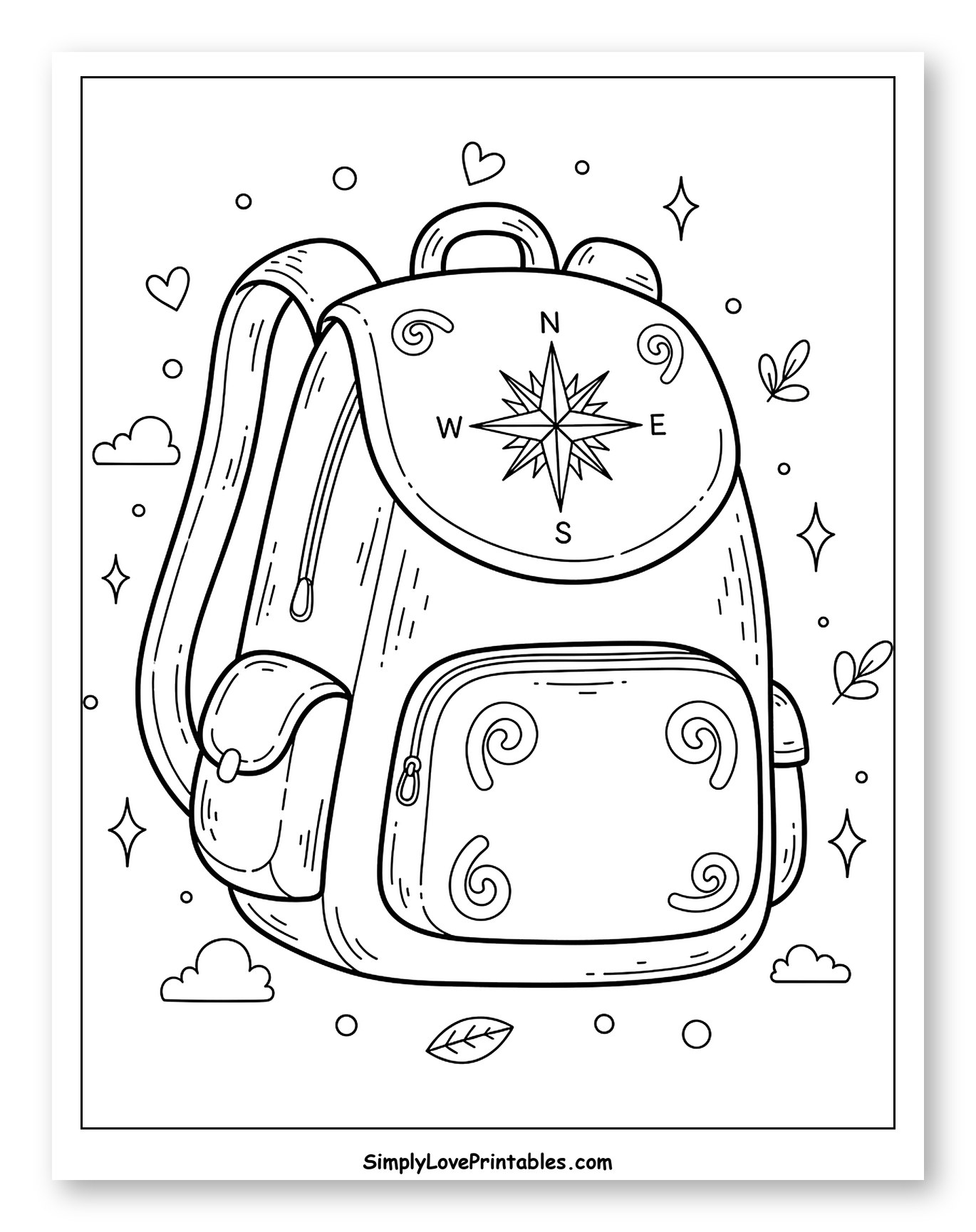 Adventure Backpack with Compass Rose