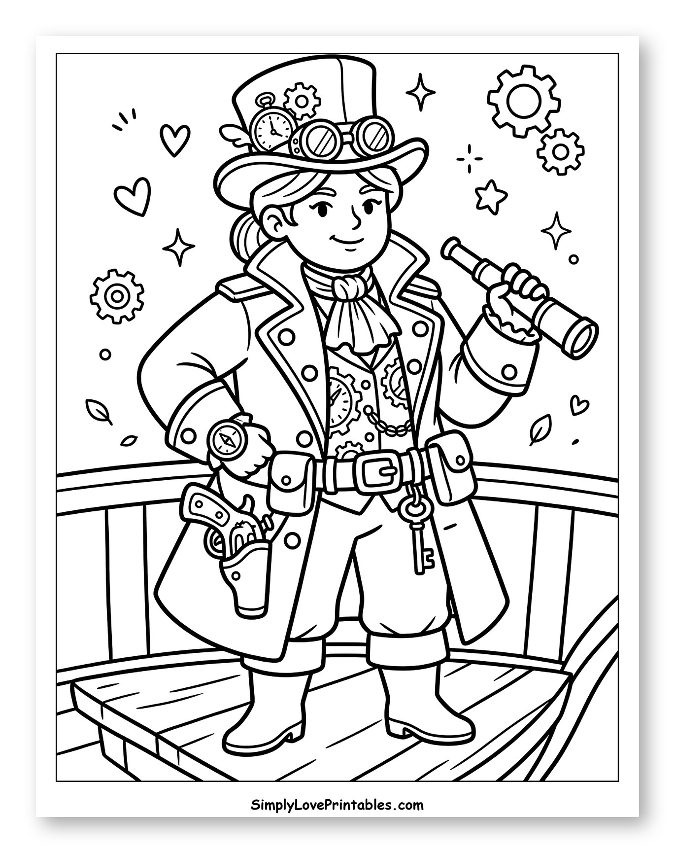 Adventurous Steampunk Figure with Goggles and Key