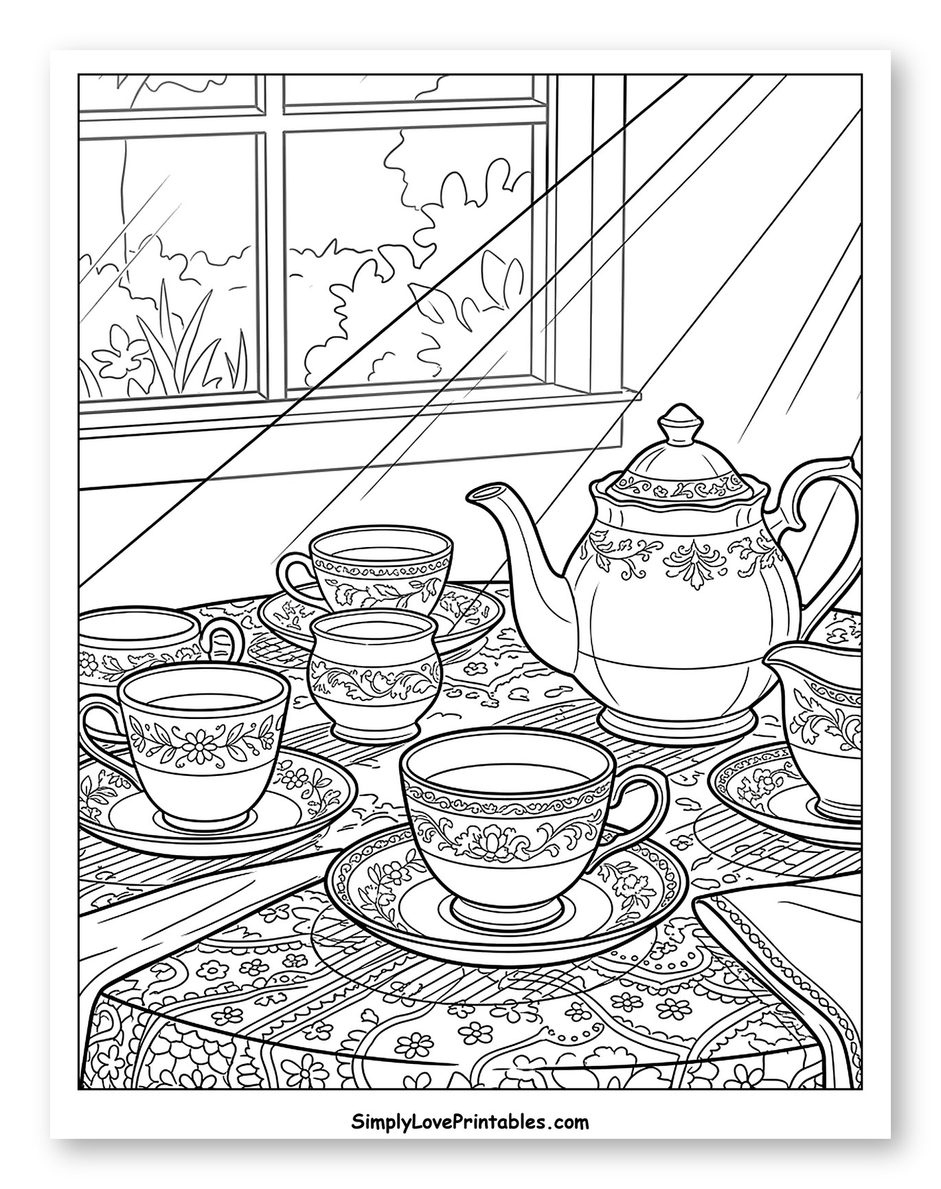 Afternoon Tea with Sunlight Through Window