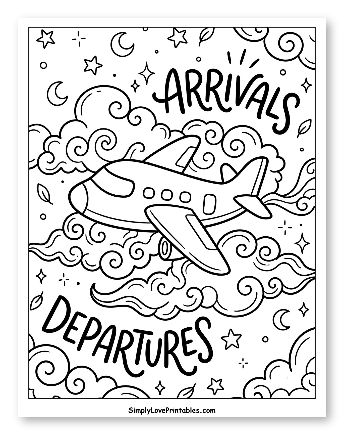Airplane with Arrivals and Departures in Clouds