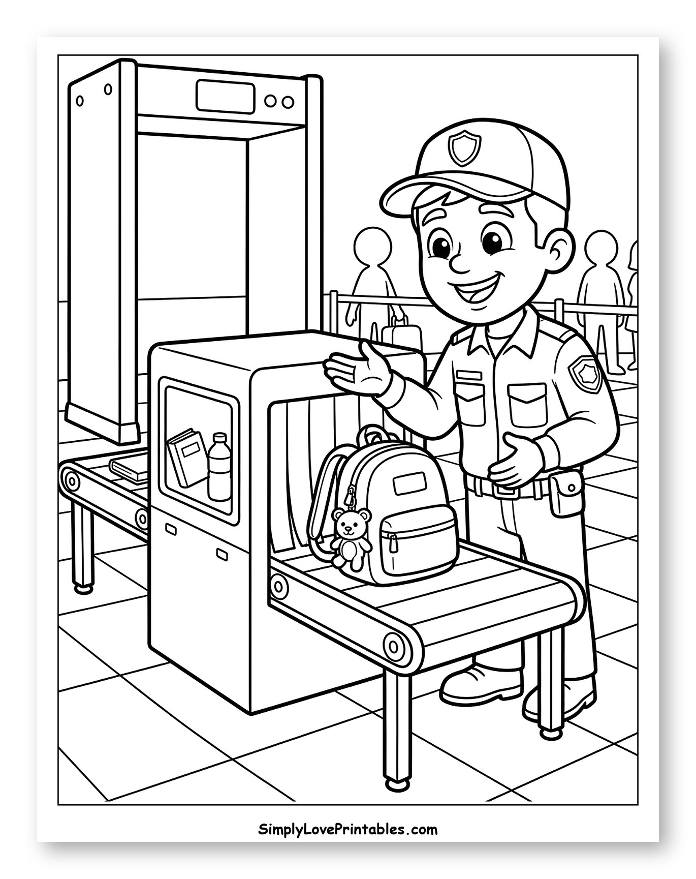 Airport Security Officer and Baggage Scanner