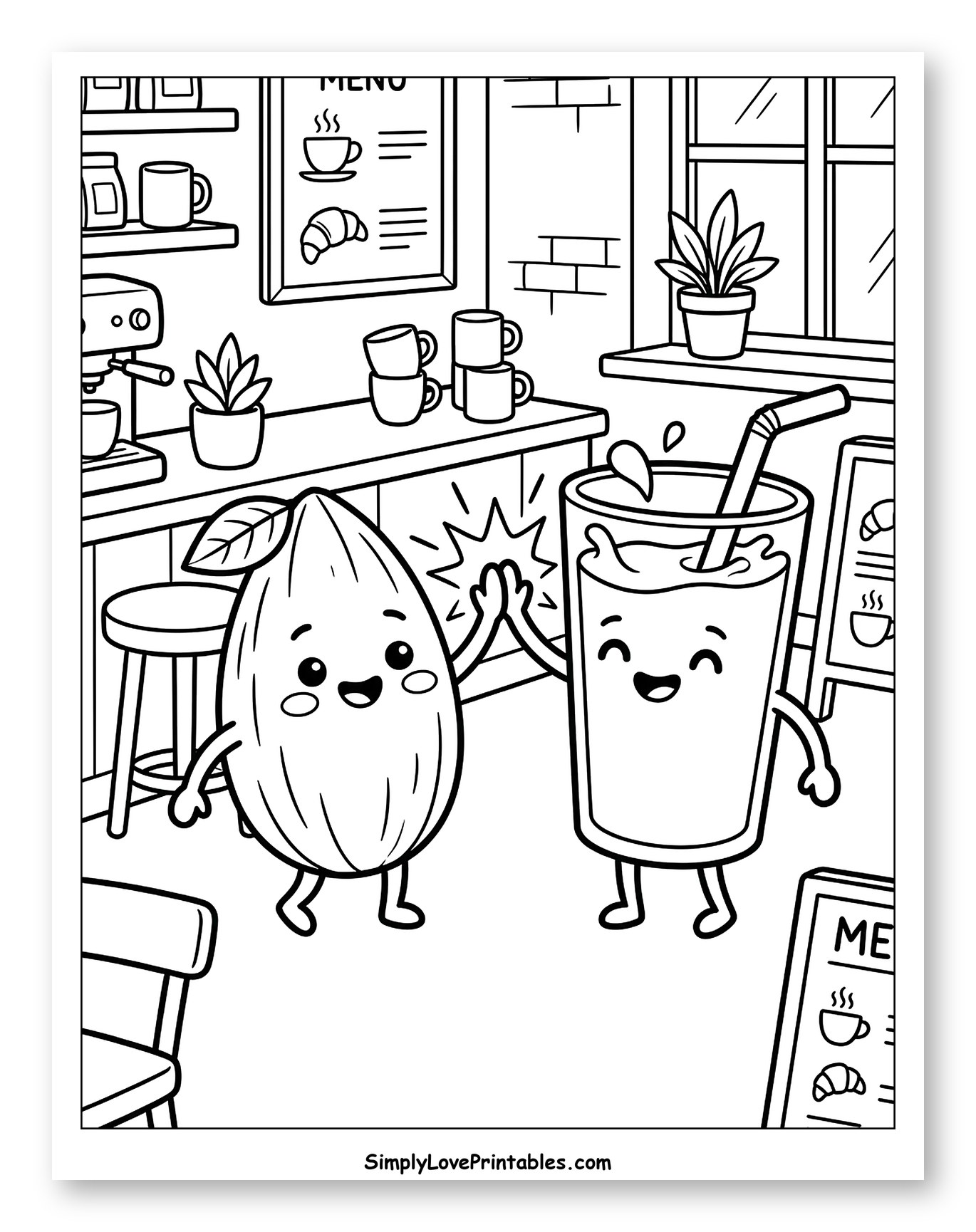 Almond and Milk High-Fiving in Cafe