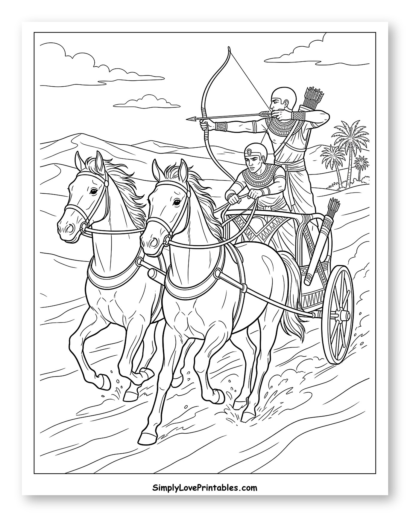 Ancient Egyptian Chariot Archers in Desert
