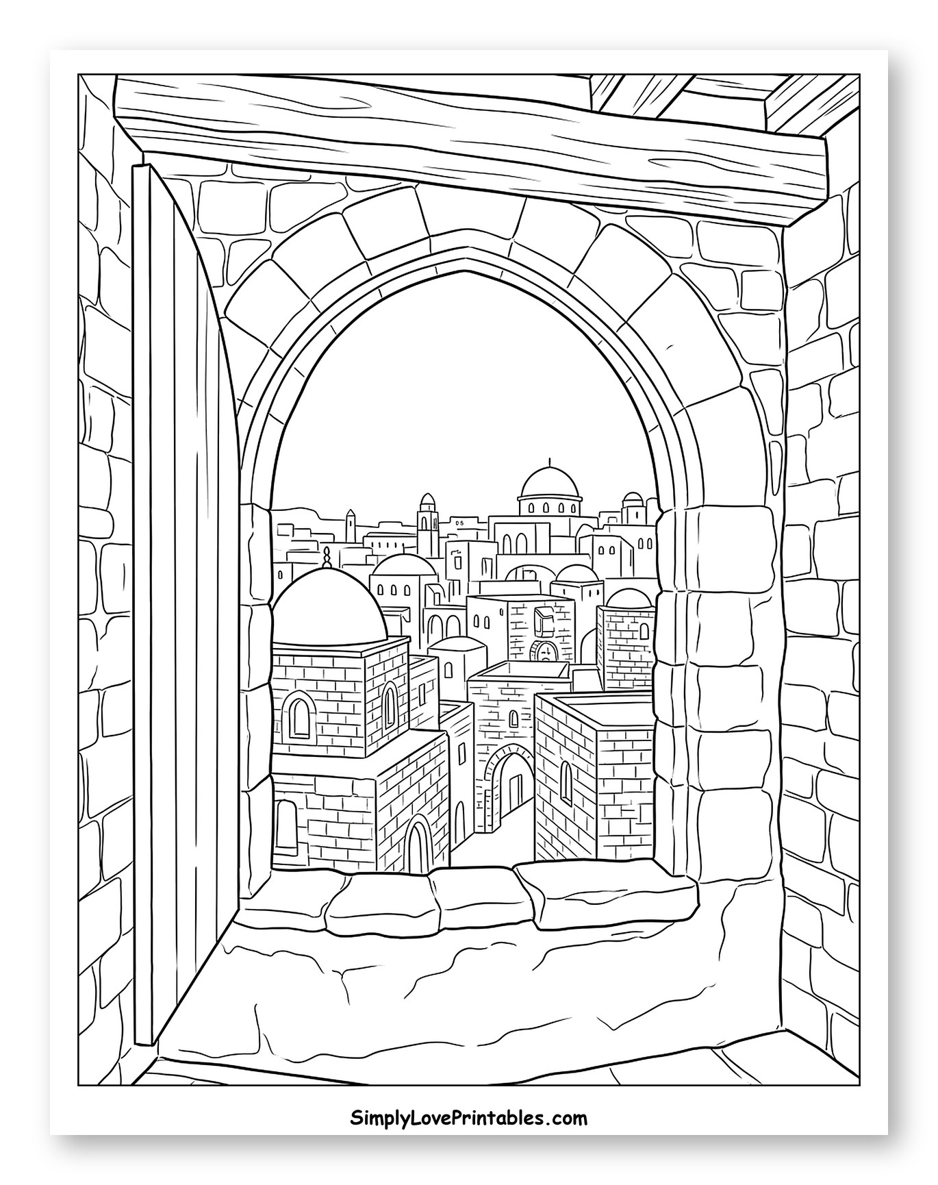 Ancient Town Seen from an Arched Window