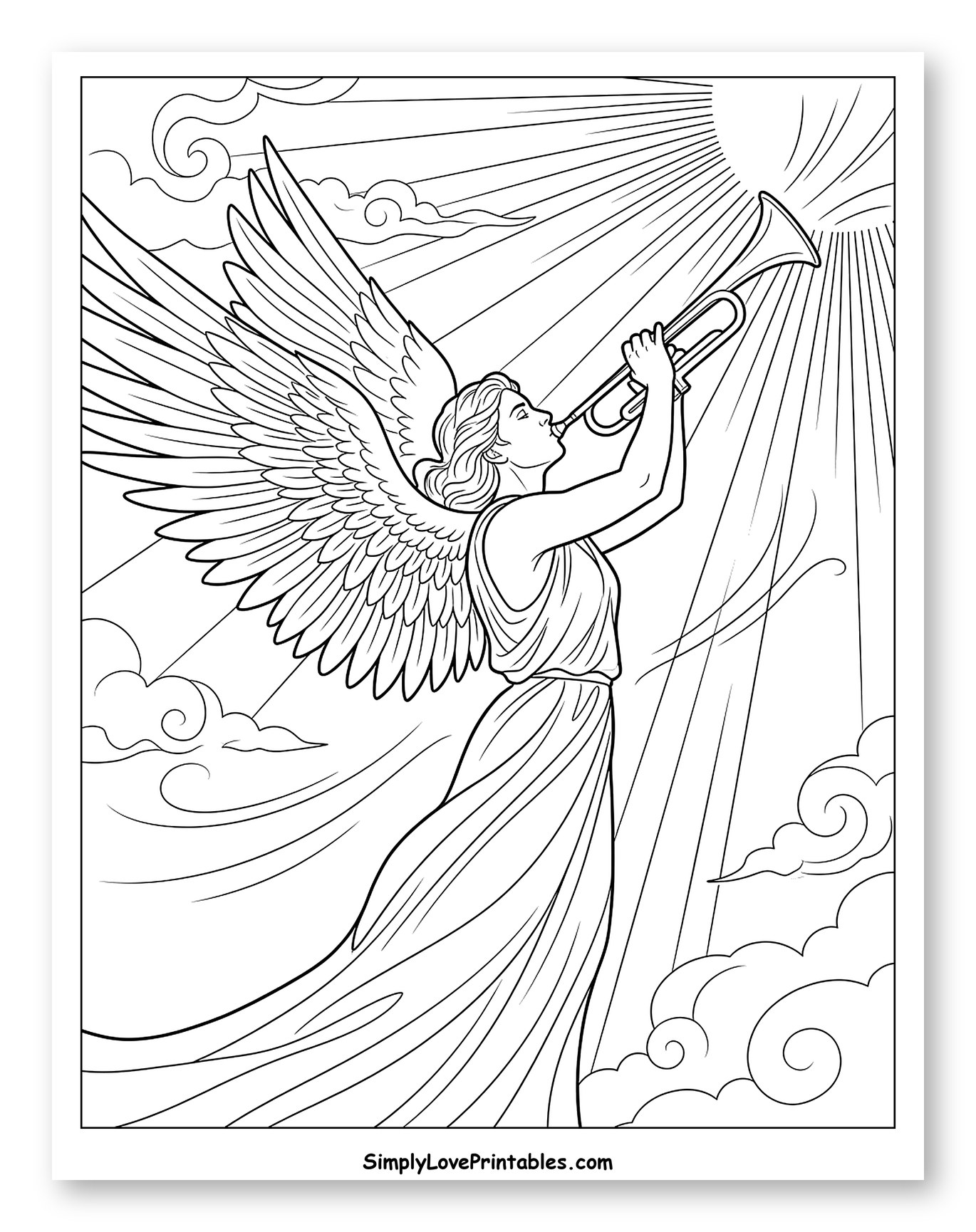 Angel Blowing a Trumpet in the Sky