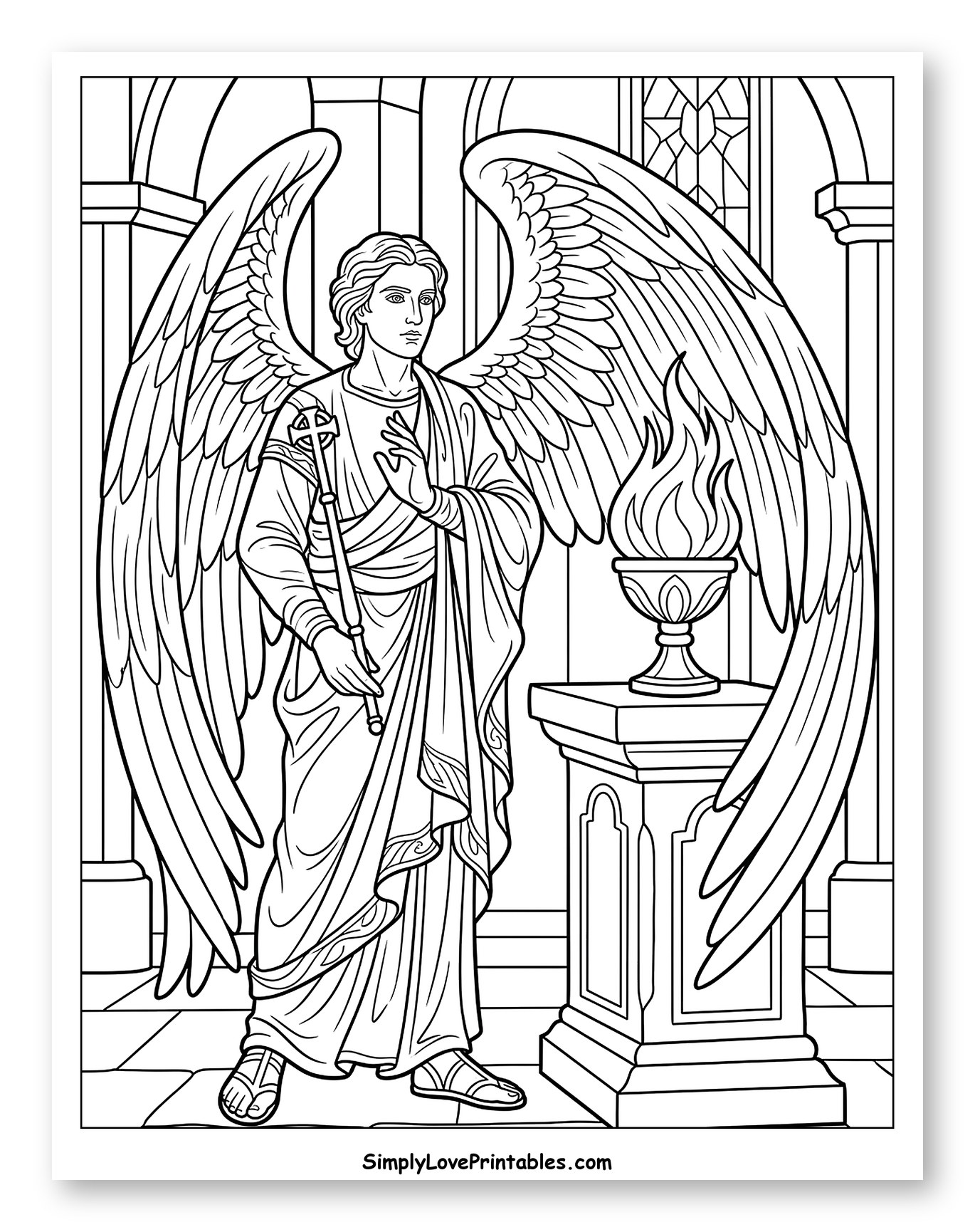 Angel Gabriel with Burning Torch and Staff