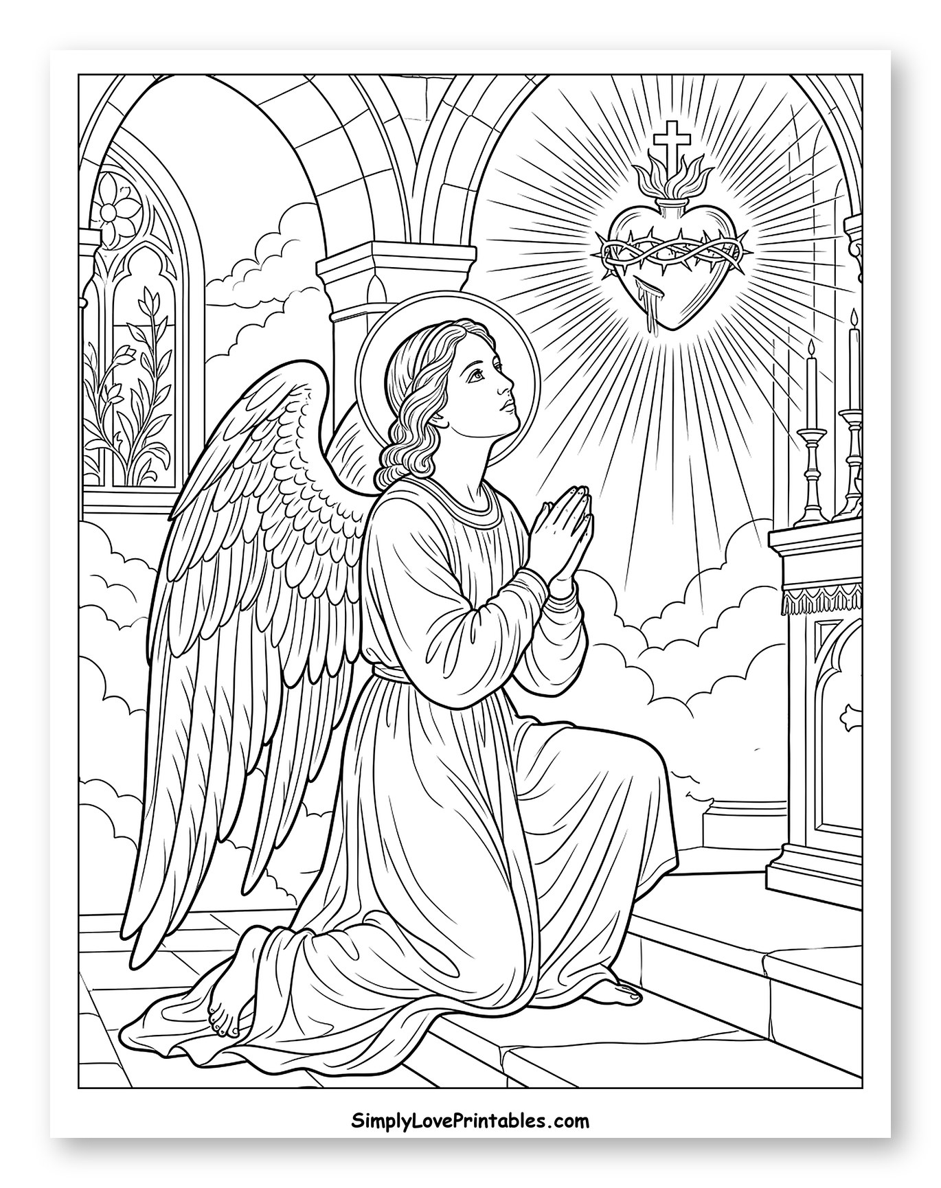 Angel Kneeling Before Sacred Heart