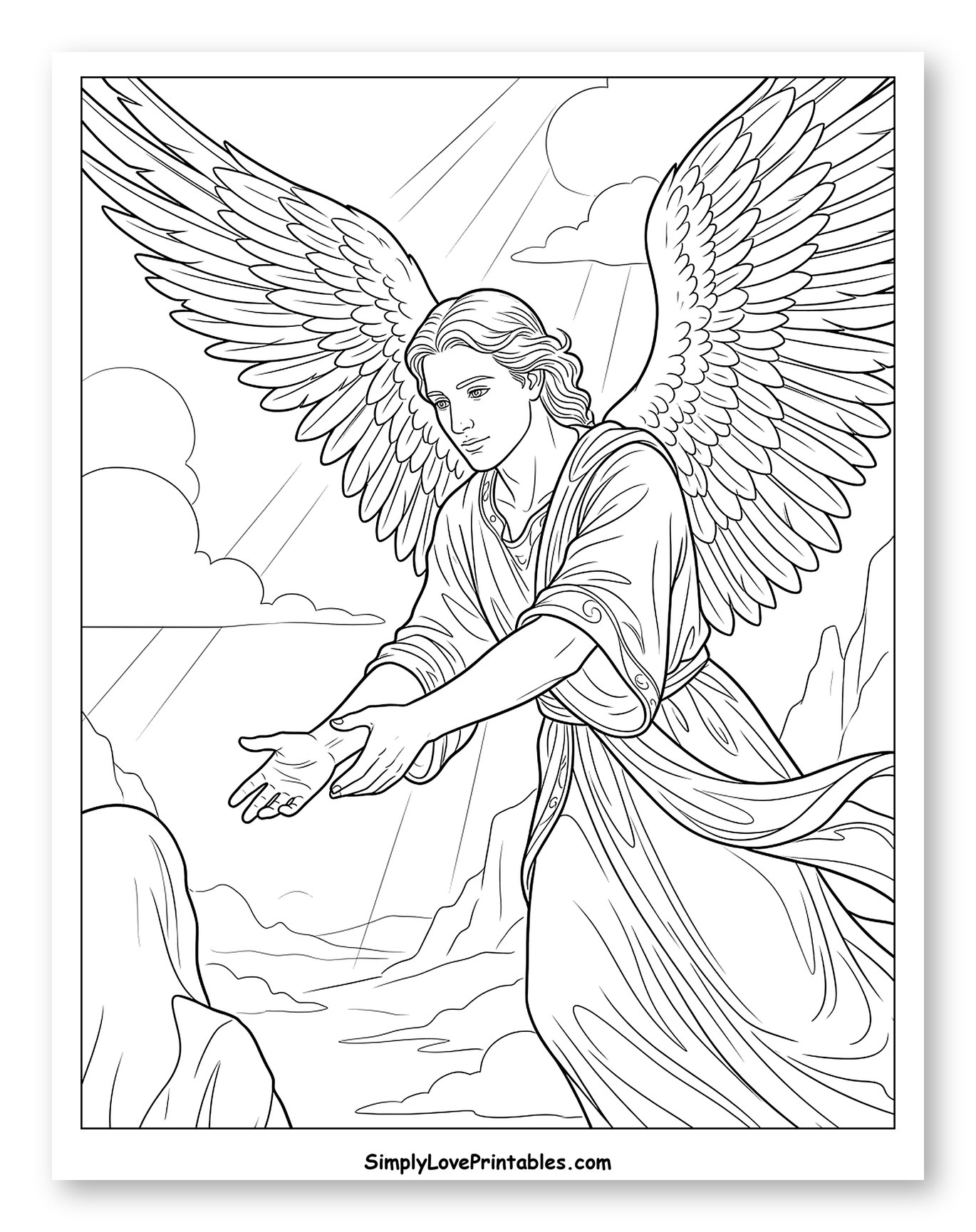 Angel Reaching Out to a Person to Color