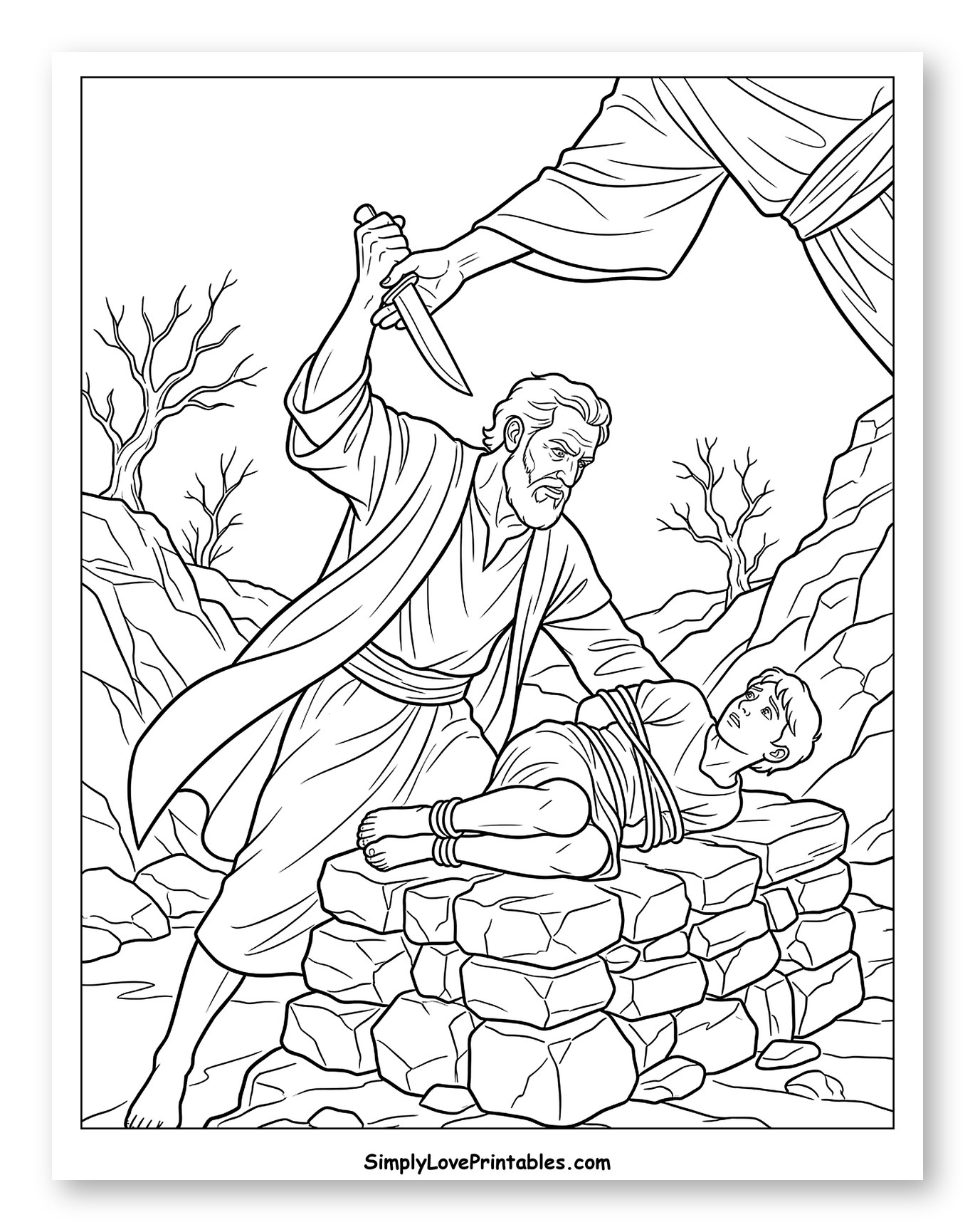 Angel Stops Abraham Sacrificing Isaac to Color