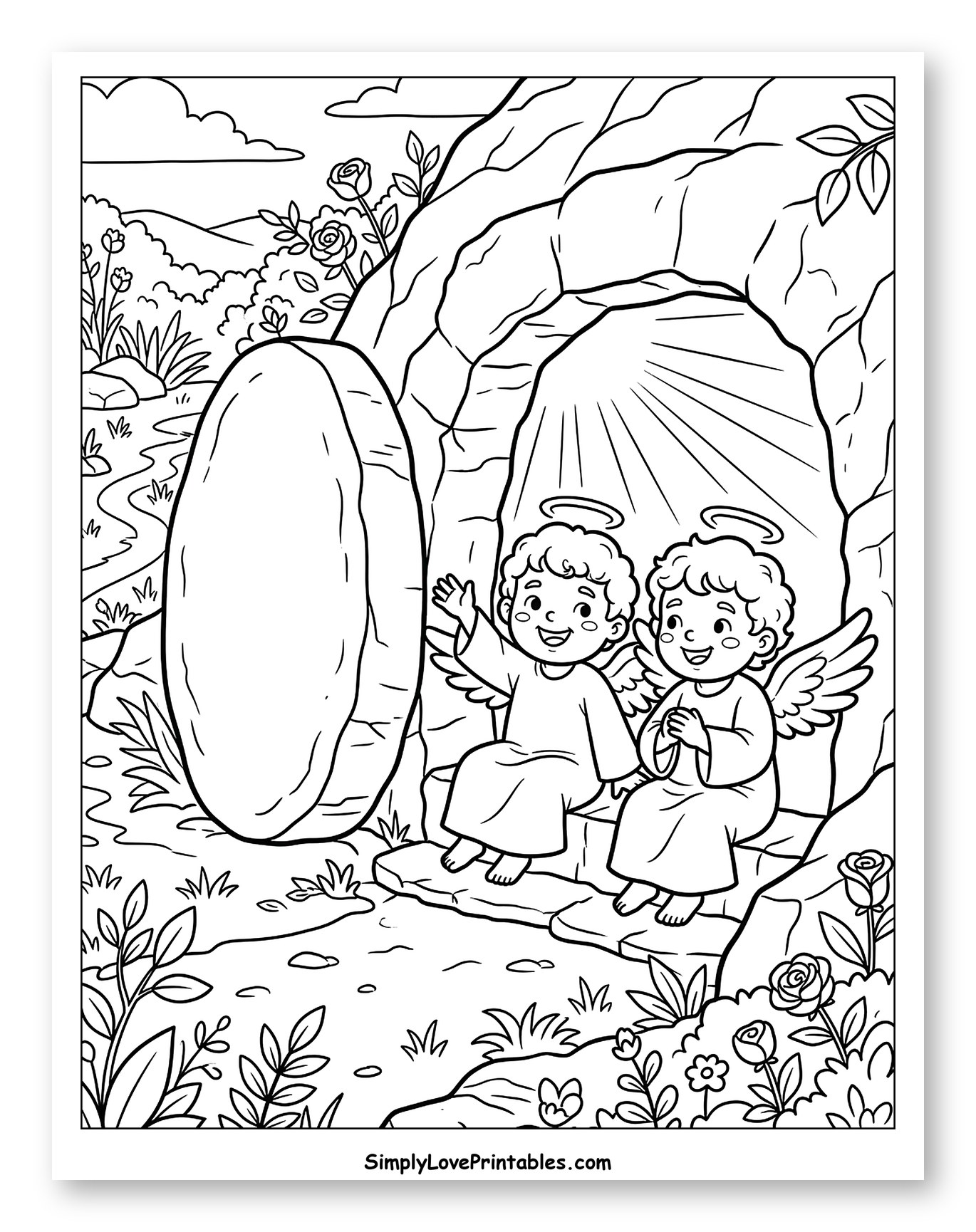 Angels at the Empty Tomb Coloring Page for Kids
