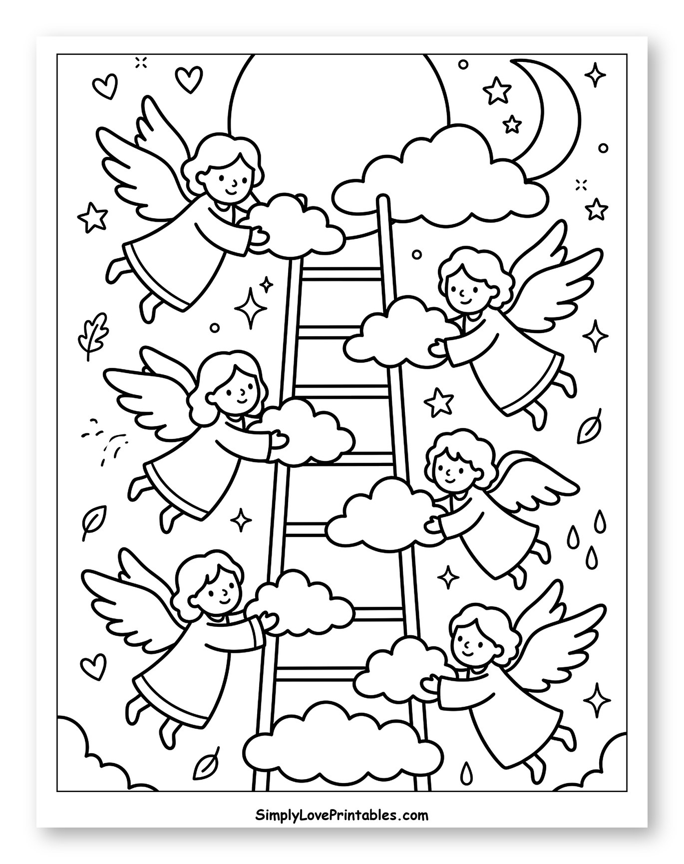 Angels Carrying Clouds on a Ladder