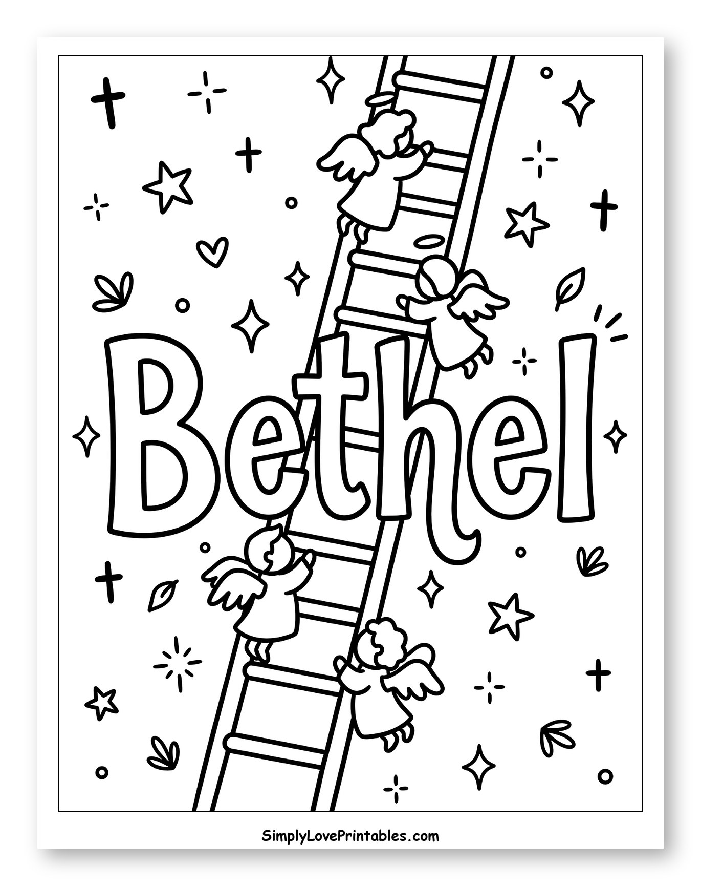 Angels Climbing Ladder Above Bethel Lettering