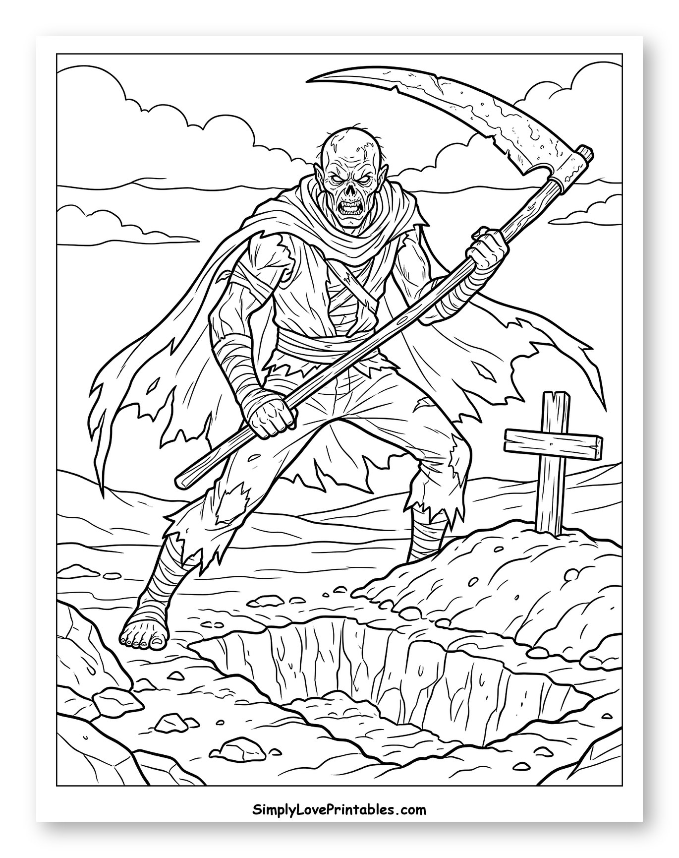 Angry Ghoul with Scythe in Graveyard
