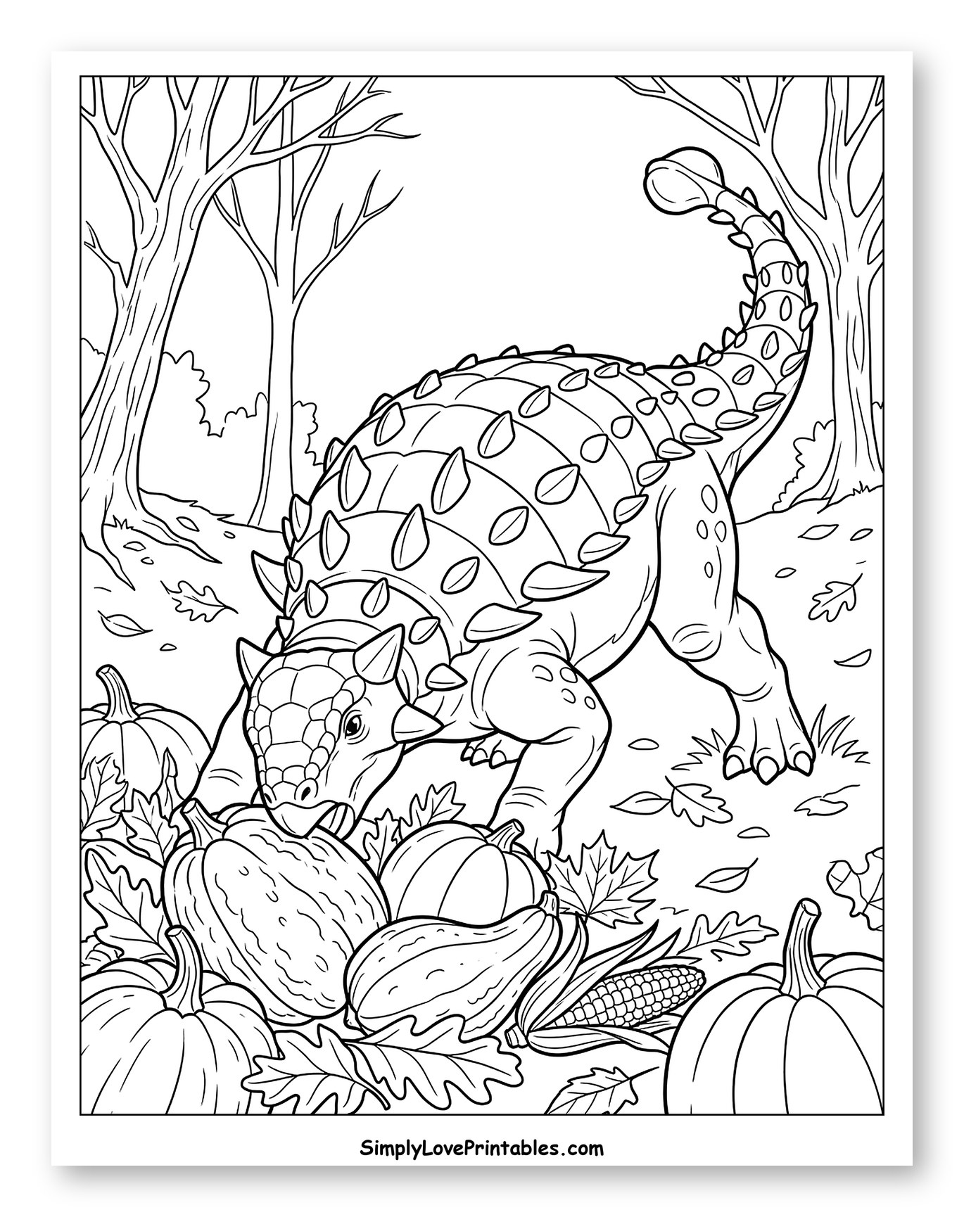 Ankylosaurus Investigating a Thanksgiving Pumpkin Harvest